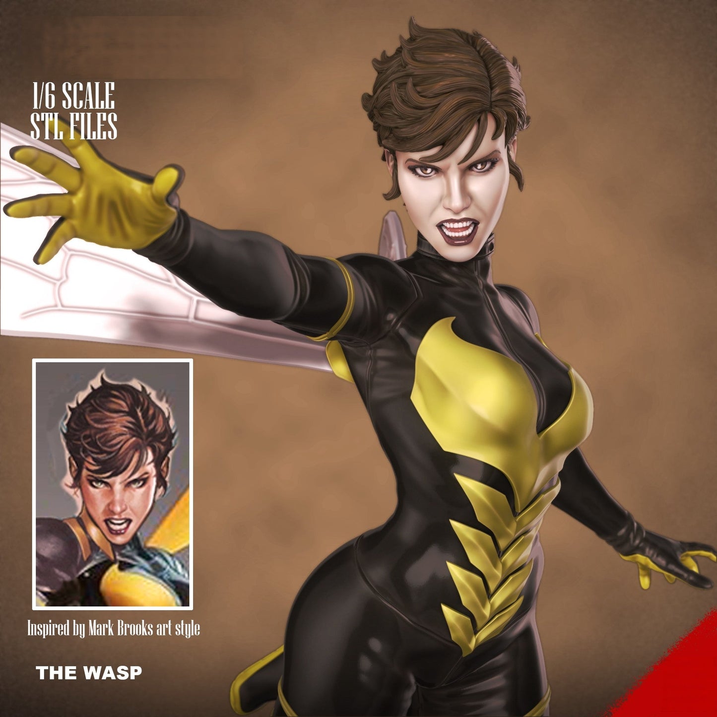 The Wasp - Marvel Comics 1/8 Scale - 3D Printed Garage Kit ガレージキット Resin Model Scale Figure フィギュア