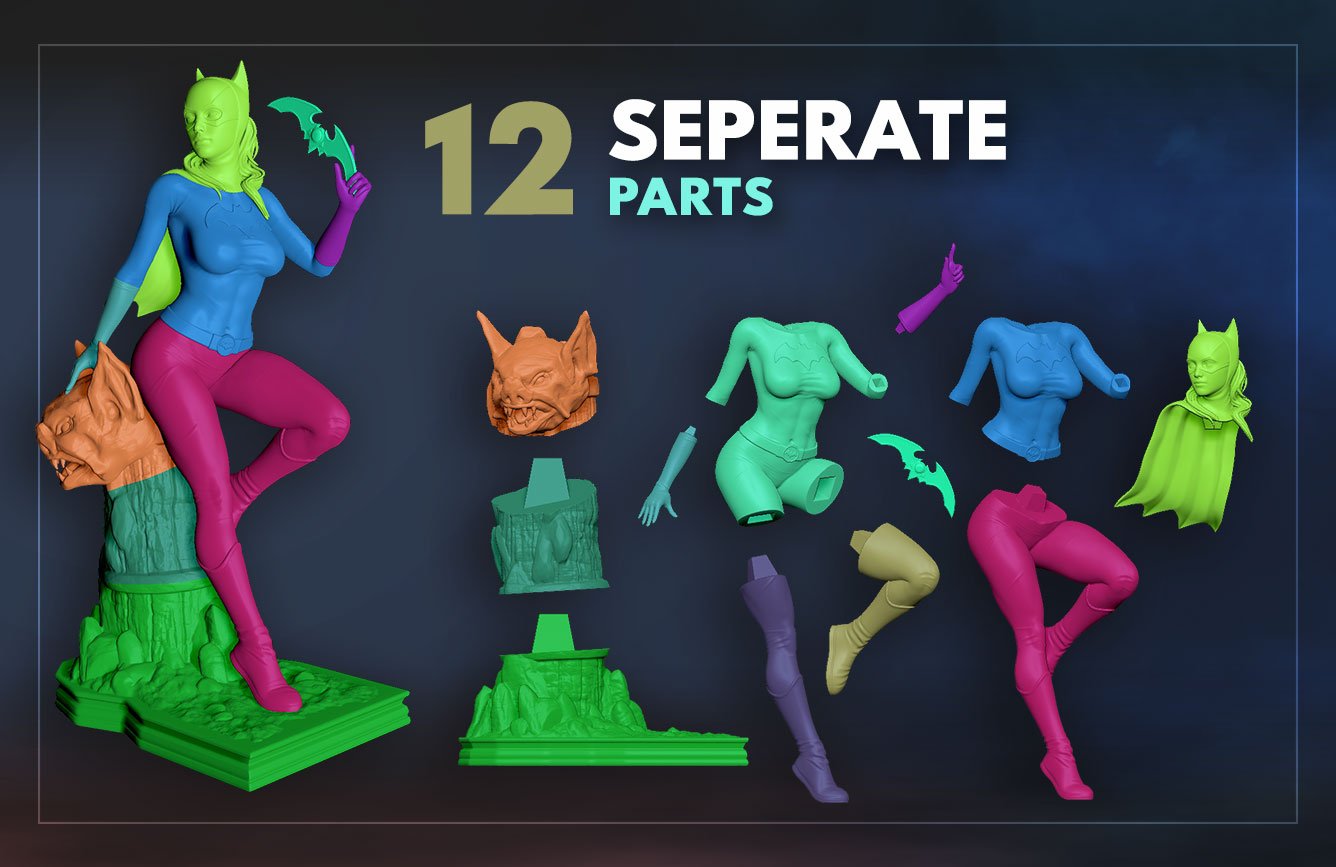 1265 BatGirl - DC COMICS - STL 3D Print Files - 3D Printed Garage Kit ガレージキット Resin Model Scale Figure フィギュア