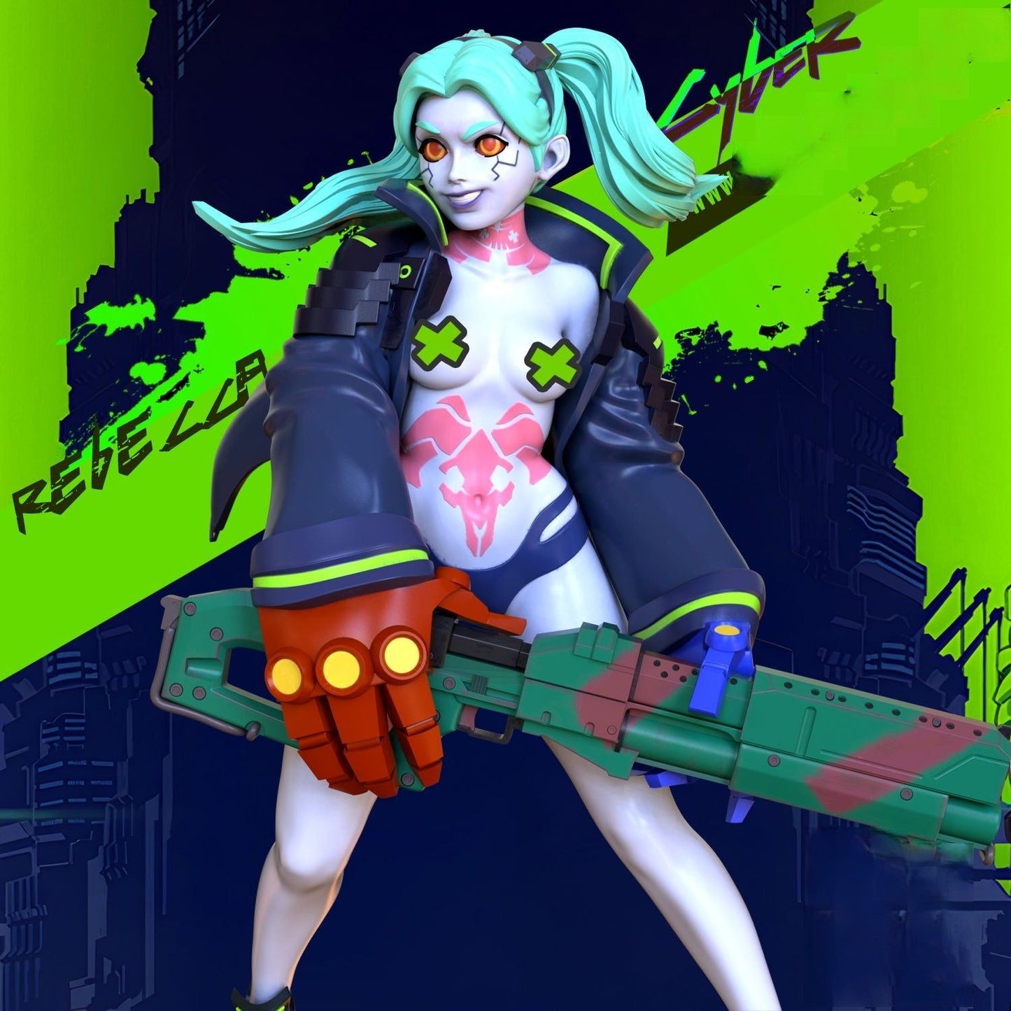 1837 Rebecca Special Edition - Cyberpunk - STL 3D Print Files - 3D Printed Garage Kit ガレージキット Resin Model Scale Figure フィギュア
