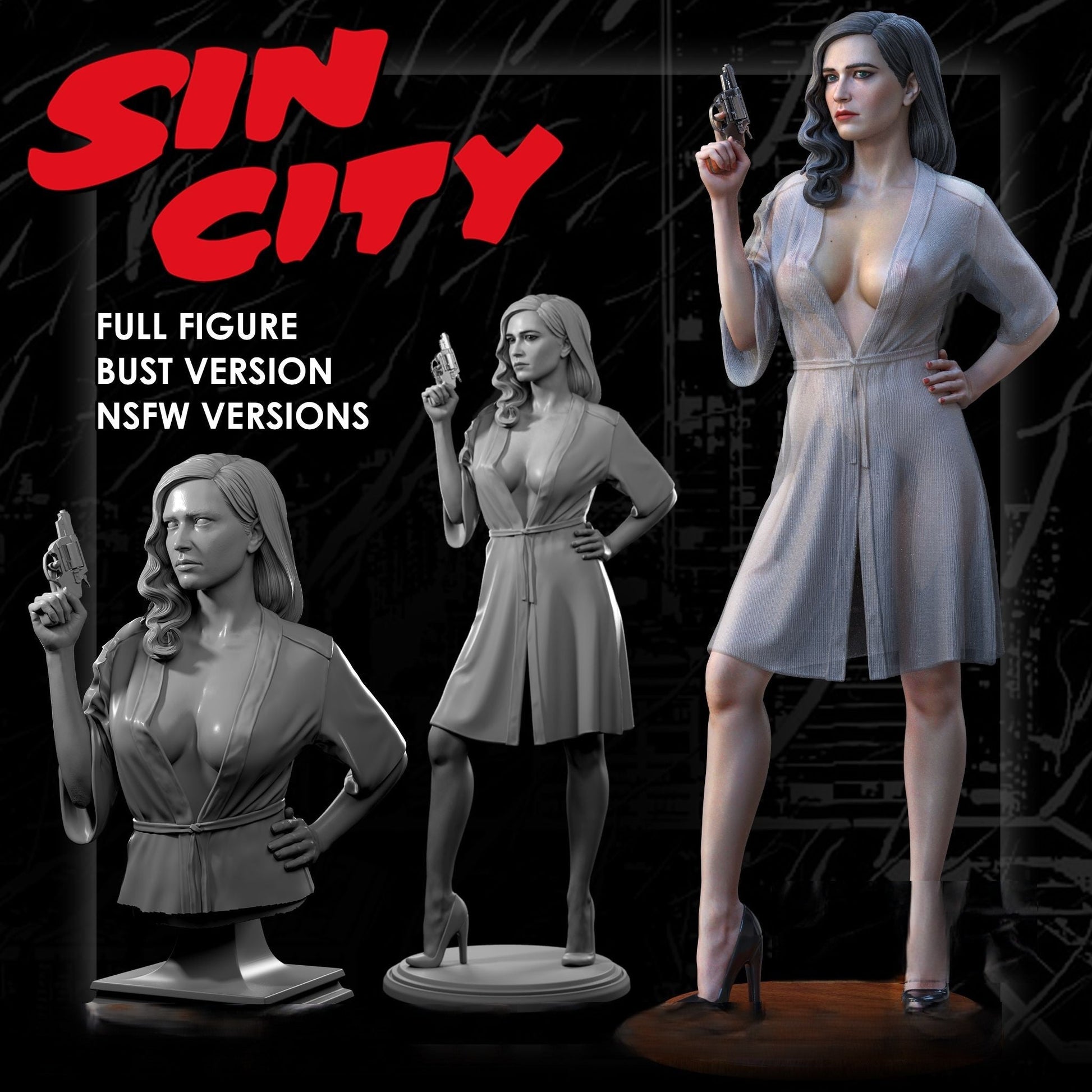 Eva Green Special Edition - Sin City - STL 3D Print Files - 3D Printed Garage Kit ガレージキット Resin Model Scale Figure フィギュア