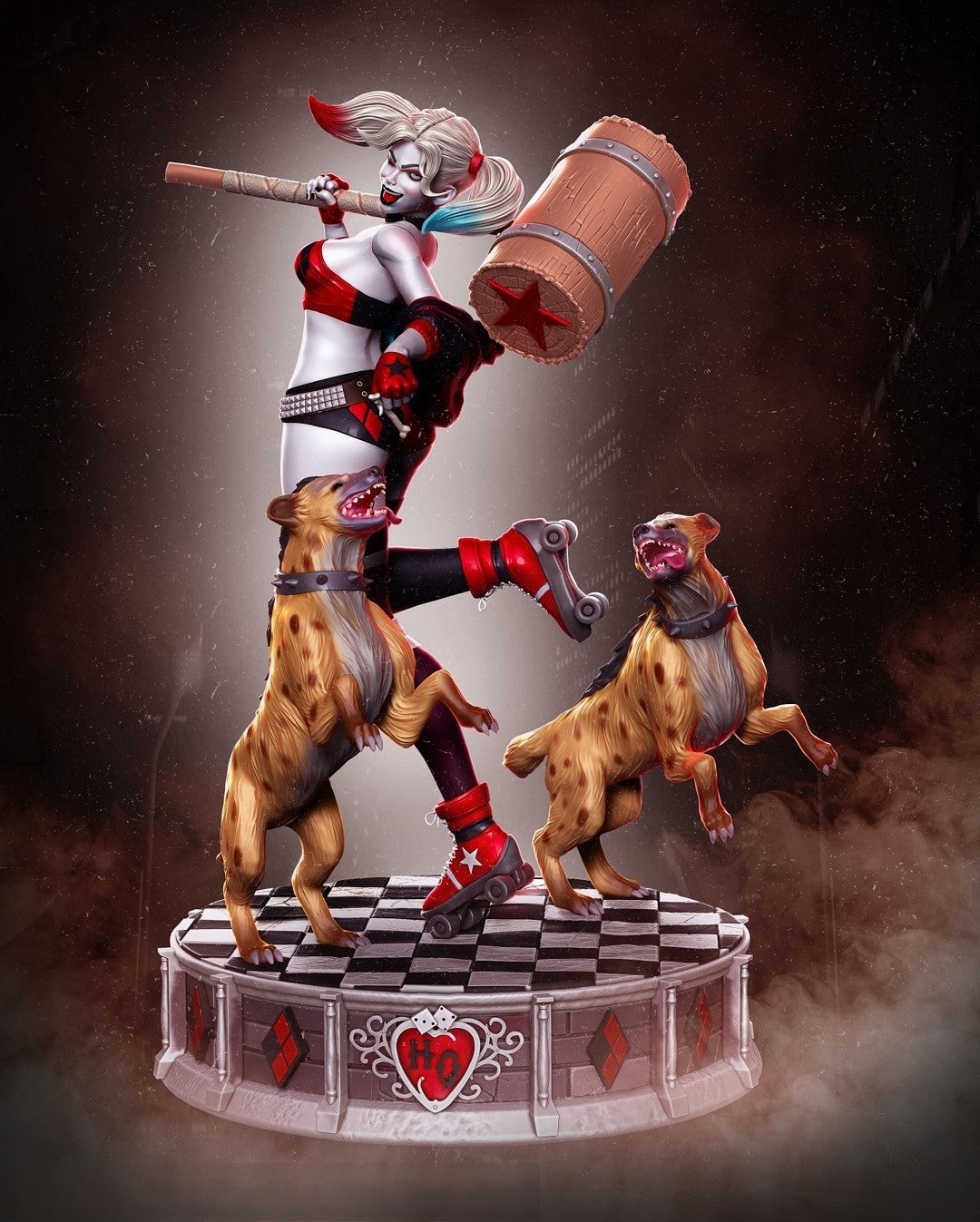 1571 Harley Quinn with Dud and Lou - STL 3D Print Files - 3D Printed Garage Kit ガレージキット Resin Model Scale Figure フィギュア