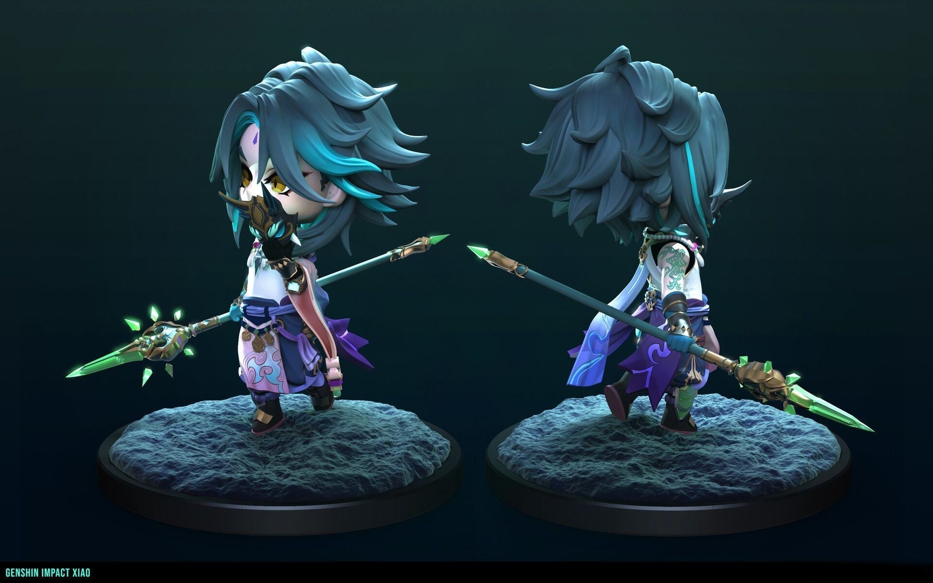 Chibi Xiao - Genshin Impact - STL 3D Print Files - 3D Printed Garage Kit ガレージキット Resin Model Scale Figure フィギュア