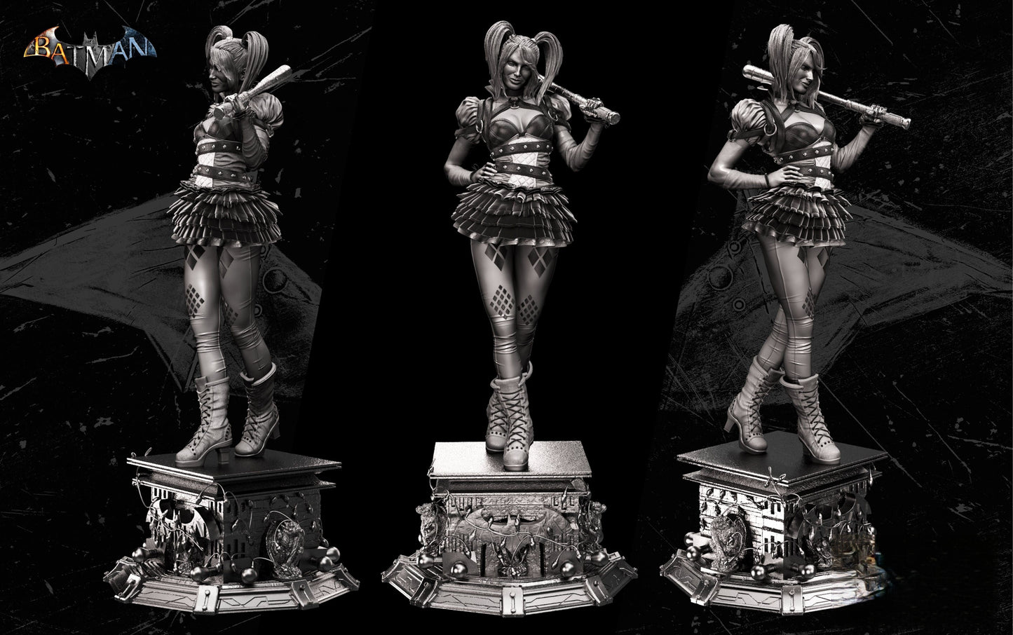 Harley Quinn Sculpture & Bust - STL 3D Print Files - 3D Printed Garage Kit ガレージキット Resin Model Scale Figure フィギュア