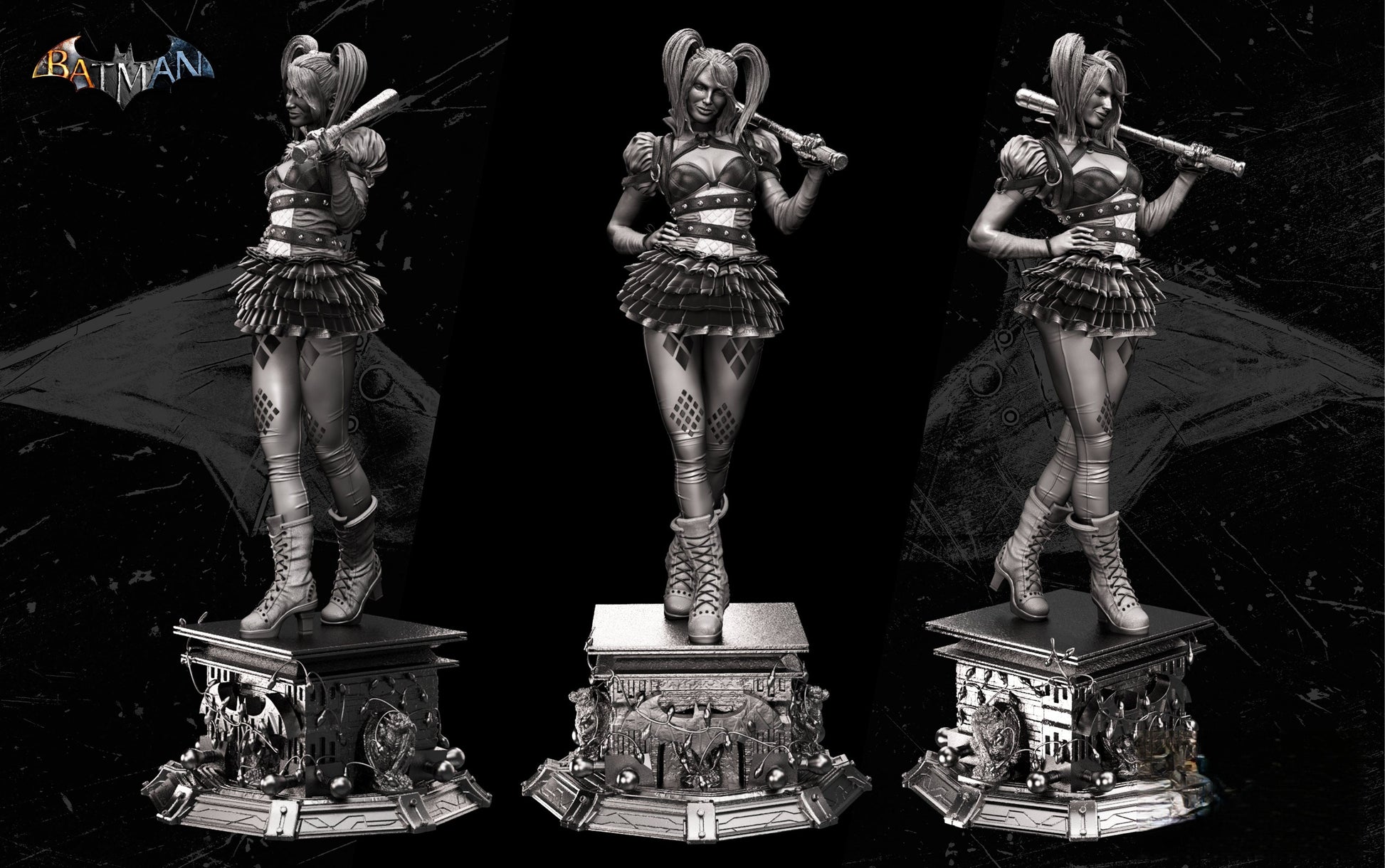 Harley Quinn Sculpture & Bust - STL 3D Print Files - 3D Printed Garage Kit ガレージキット Resin Model Scale Figure フィギュア