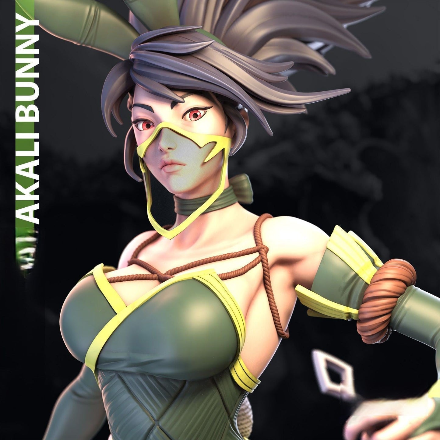 Akali Bunny Special Edition - League of Legend - STL 3D Print Files - 3D Printed Garage Kit ガレージキット Resin Model Scale Figure フィギュア