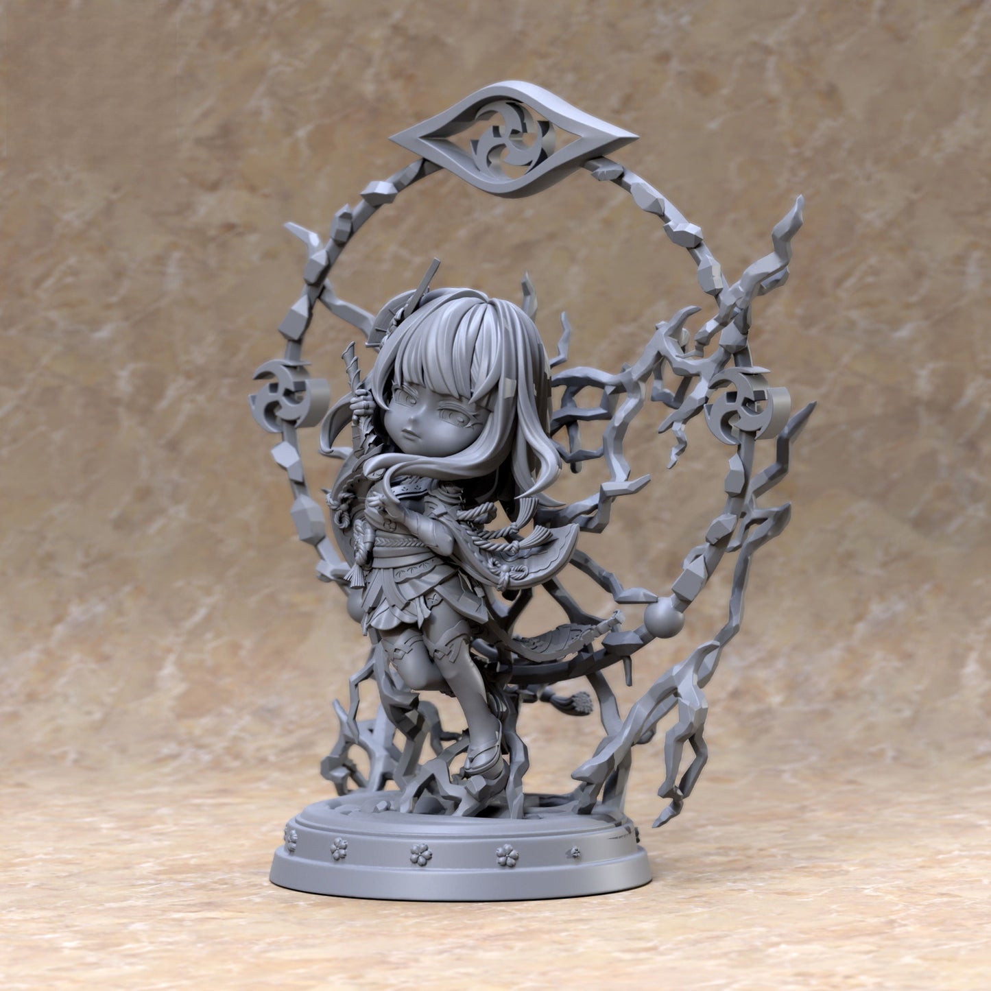 Chibi Raiden Shogun - Genshin Impact - STL 3D Print Files - 3D Printed Garage Kit ガレージキット Resin Model Scale Figure フィギュア
