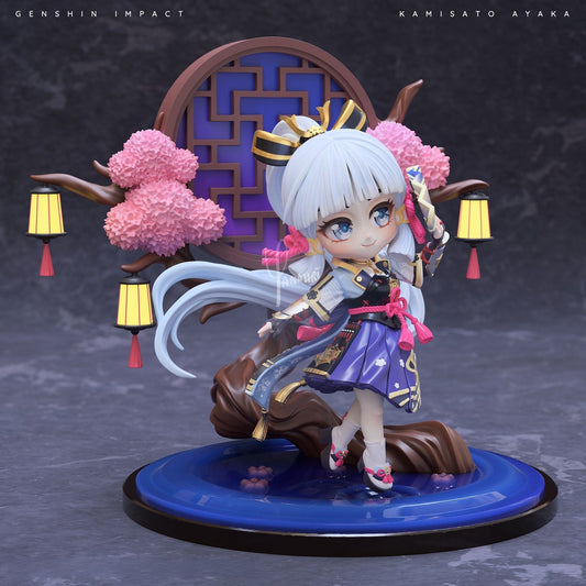 Chibi Kamisato Ayaka - Genshin Impact - STL 3D Print Files - 3D Printed Garage Kit ガレージキット Resin Model Scale Figure フィギュア