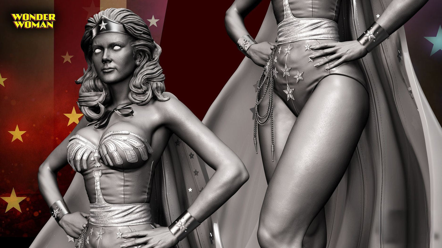 Wonder Woman - Lynda Carter - STL 3D Print Files - 3D Printed Garage Kit ガレージキット Resin Model Scale Figure フィギュア