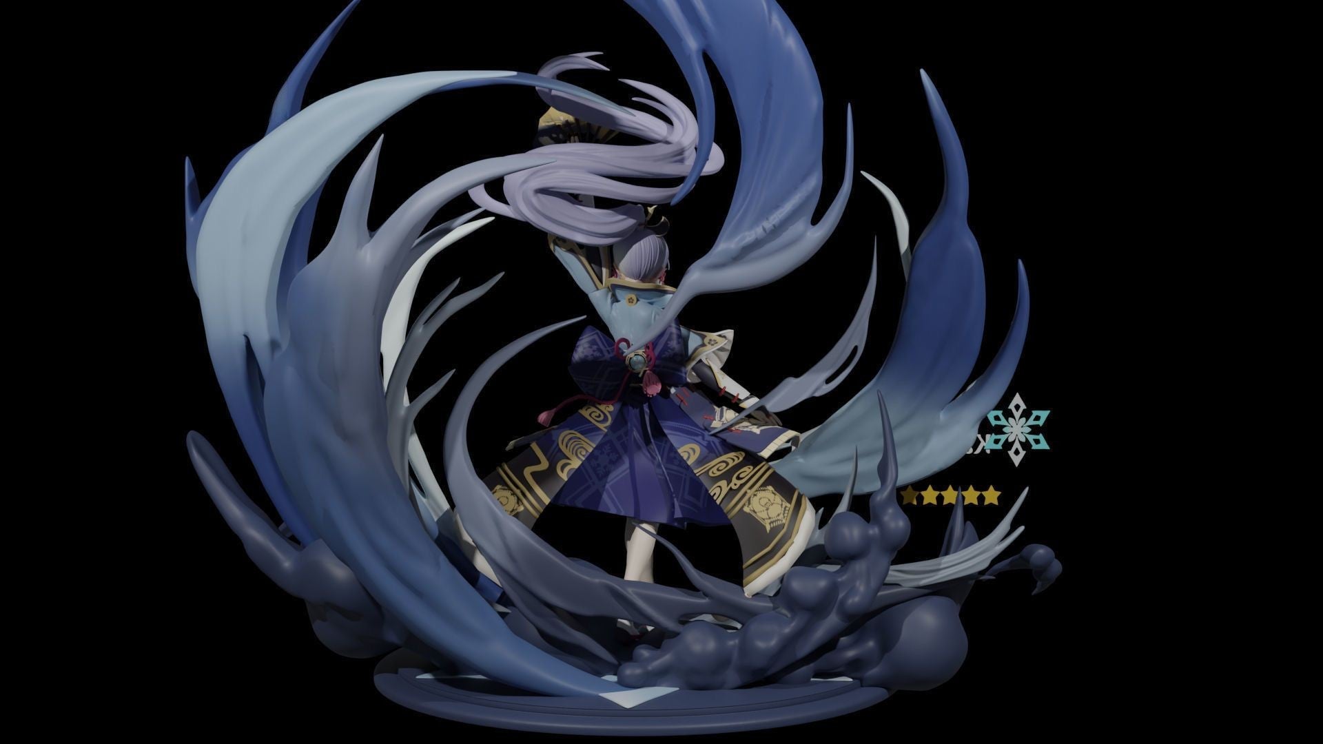 Kamisato Ayaka - Genshin Impact - STL 3D Print Files - 3D Printed Garage Kit ガレージキット Resin Model Scale Figure フィギュア