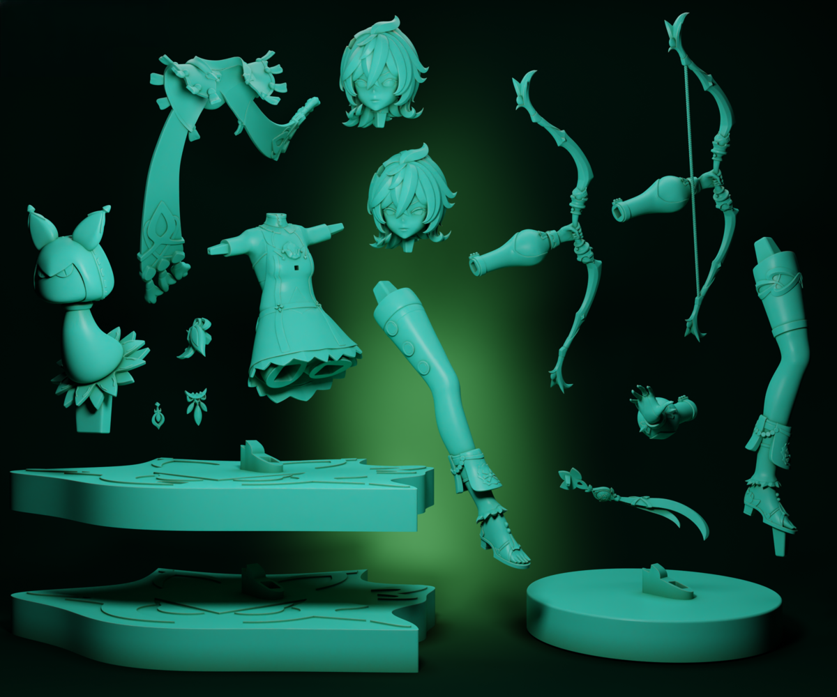 Collei - Genshin Impact - STL 3D Print Files - 3D Printed Garage Kit ガレージキット Resin Model Scale Figure フィギュア