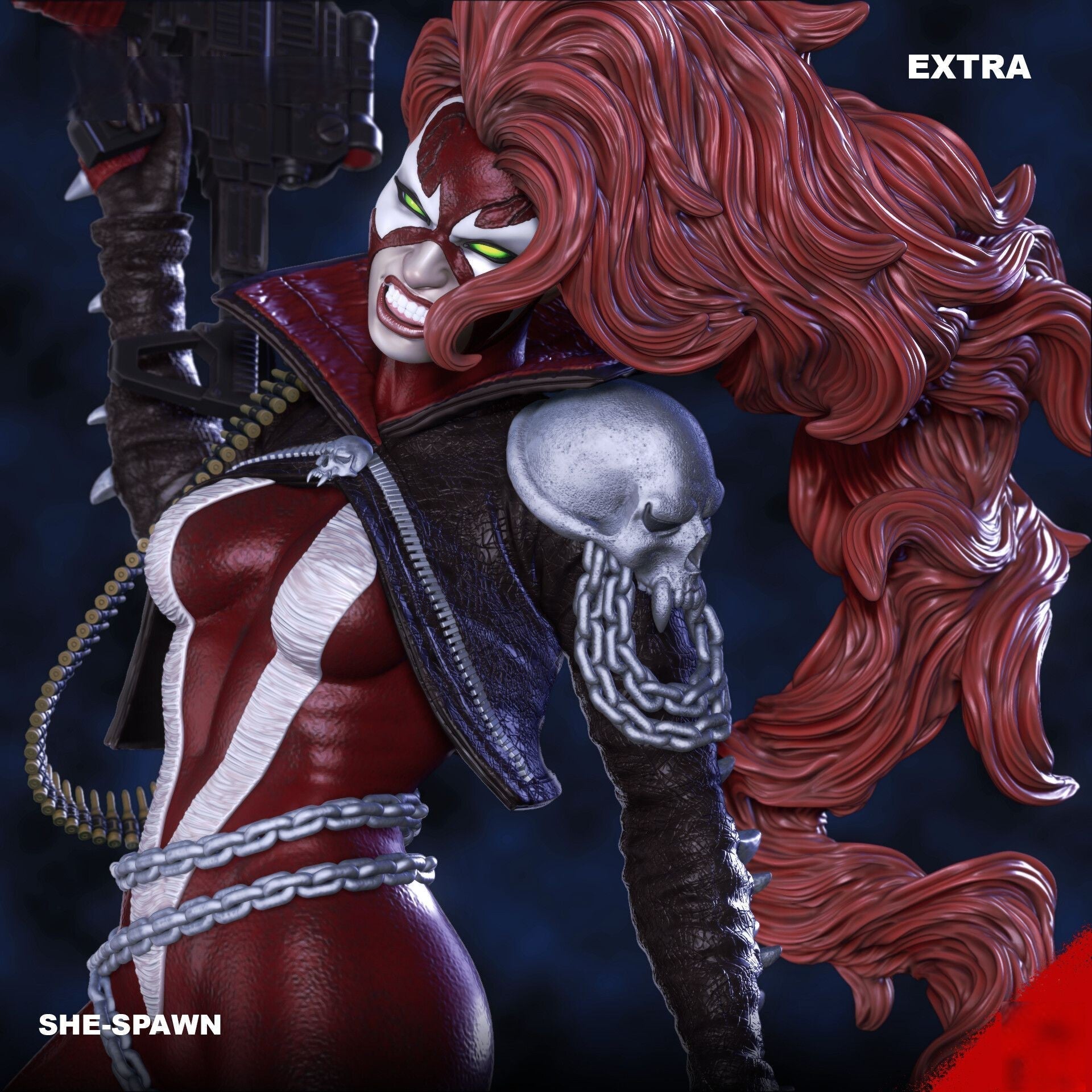 She-Spawn - Jessica Priest - STL 3D Print Files - 3D Printed Garage Kit ガレージキット Resin Model Scale Figure フィギュア