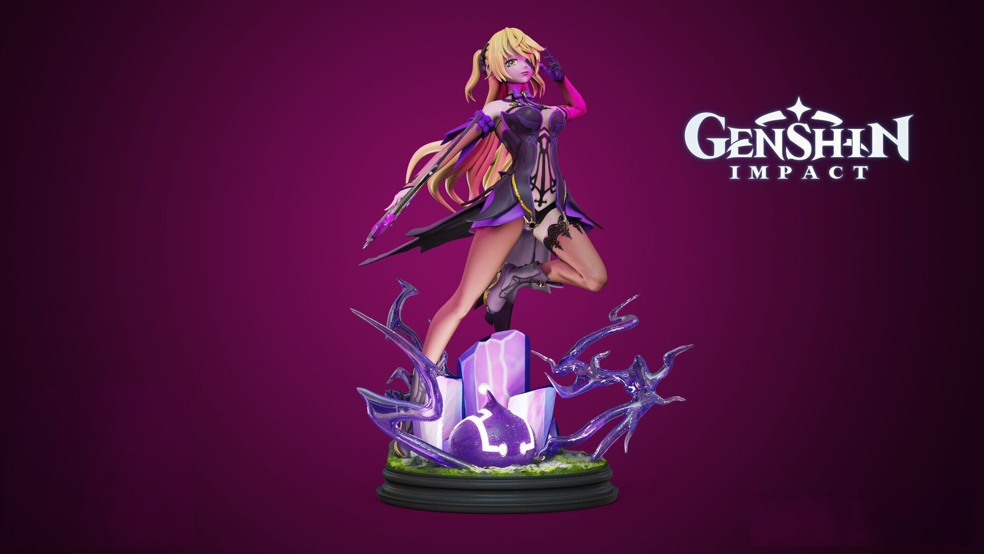 Fischl - Genshin Impact - STL 3D Print Files - 3D Printed Garage Kit ガレージキット Resin Model Scale Figure フィギュア