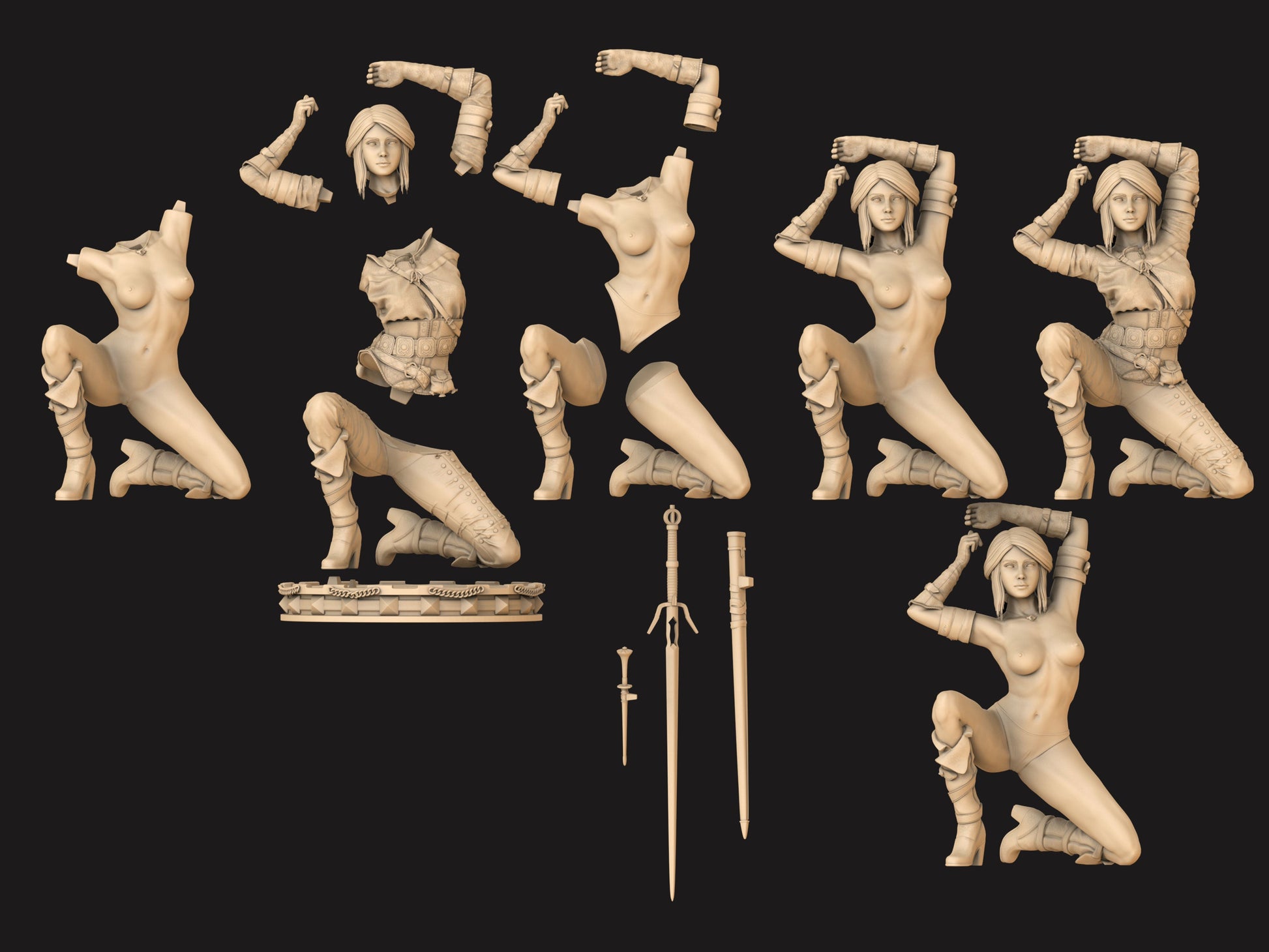 Ciri Special Edition - The Witcher - STL 3D Print Files - 3D Printed Garage Kit ガレージキット Resin Model Scale Figure フィギュア