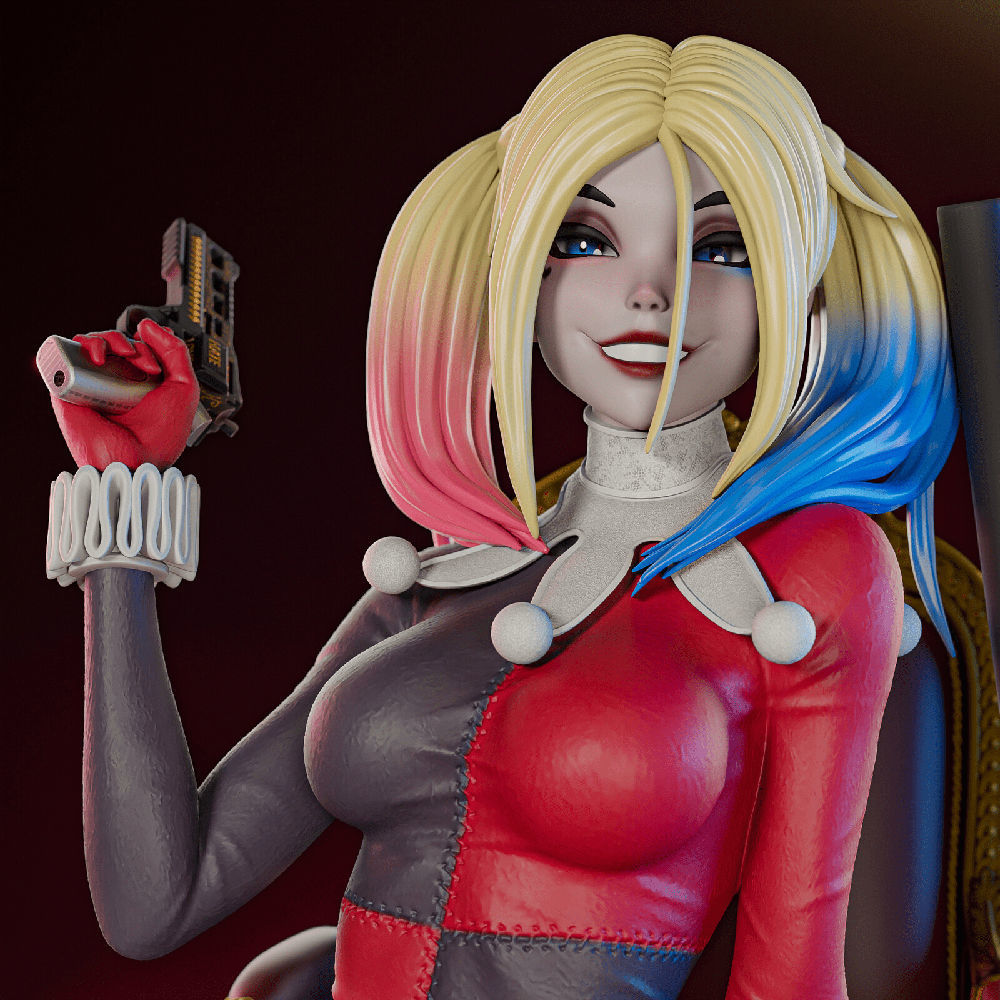 1534 Classic Harley Quinn - DC Comics - STL 3D Print Files - 3D Printed Garage Kit ガレージキット Resin Model Scale Figure フィギュア