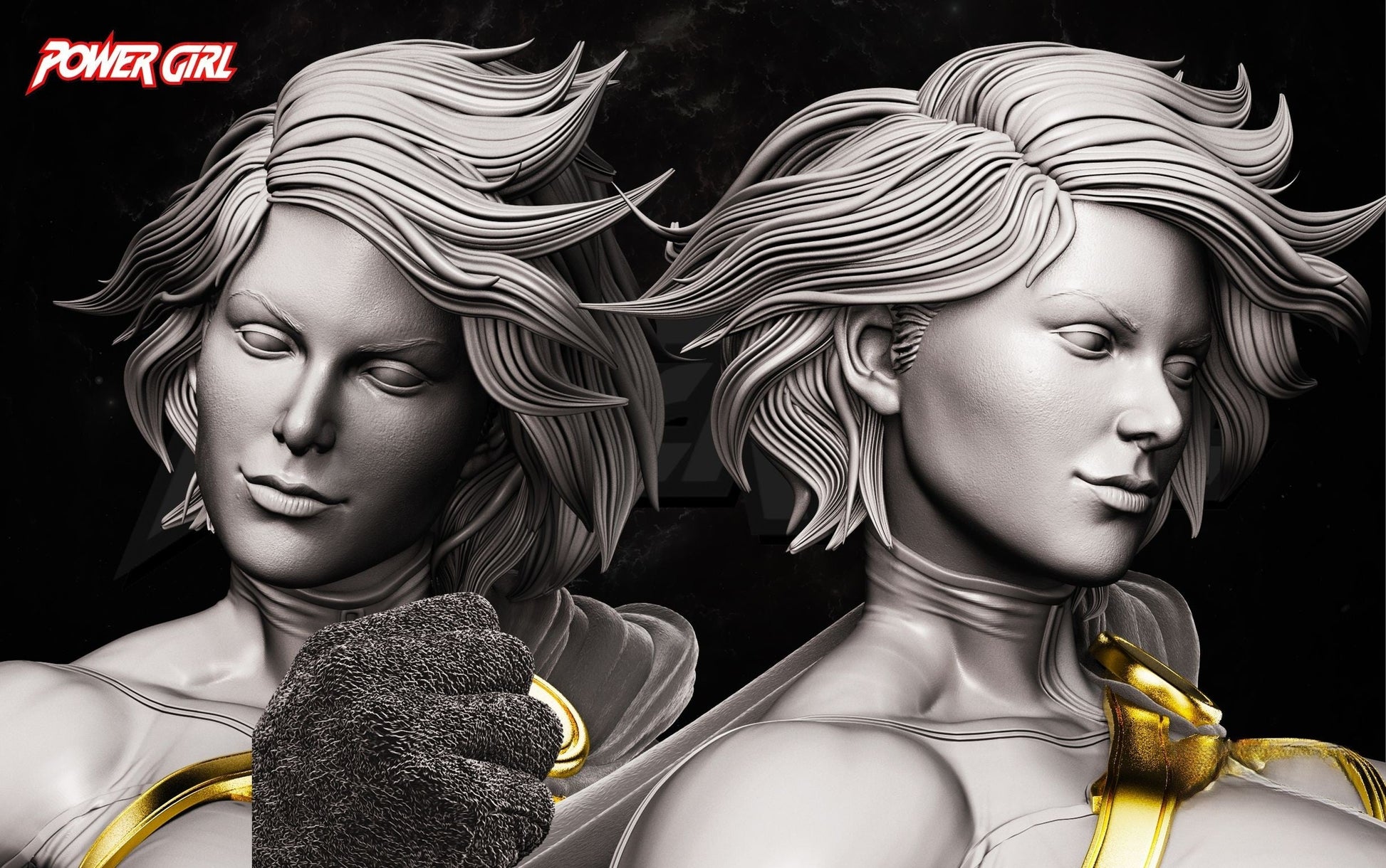 Power Girl - STL 3D Print Files - 3D Printed Garage Kit ガレージキット Resin Model Scale Figure フィギュア