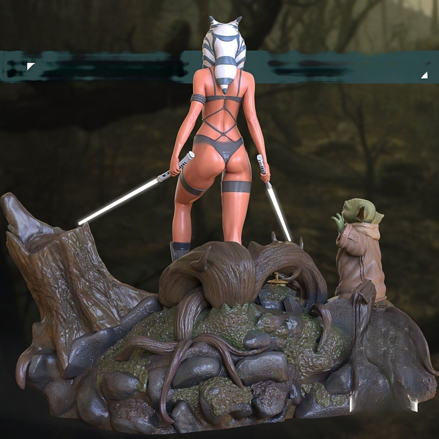 Ahsoka Special Edition and Baby Yoda Diorama - Star Wars -The Clone Wars - STL 3D Print Files - 3D Printed Garage Kit ガレージキット Resin Model Scale Figure フィギュア