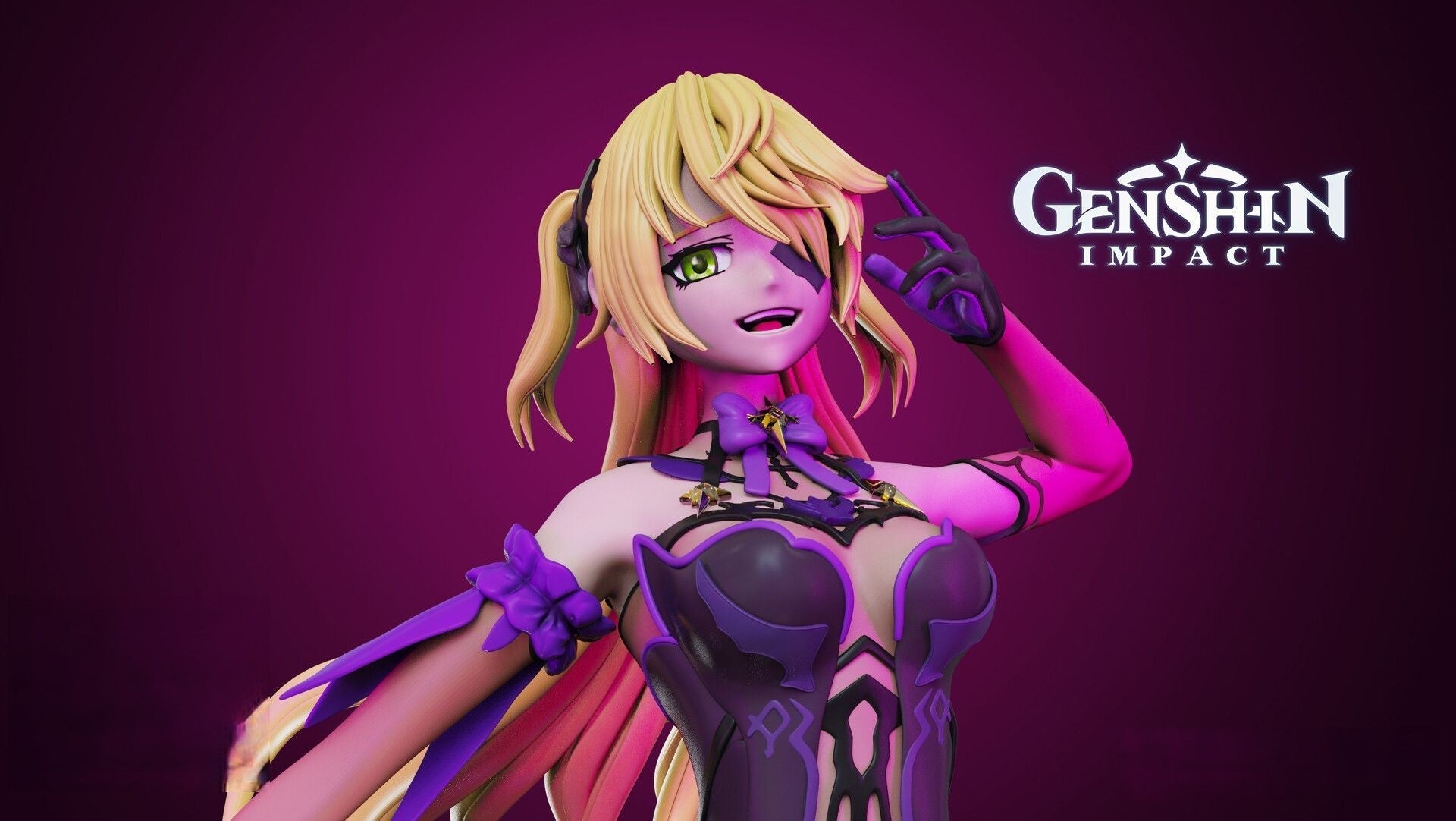 Fischl - Genshin Impact - STL 3D Print Files - 3D Printed Garage Kit ガレージキット Resin Model Scale Figure フィギュア