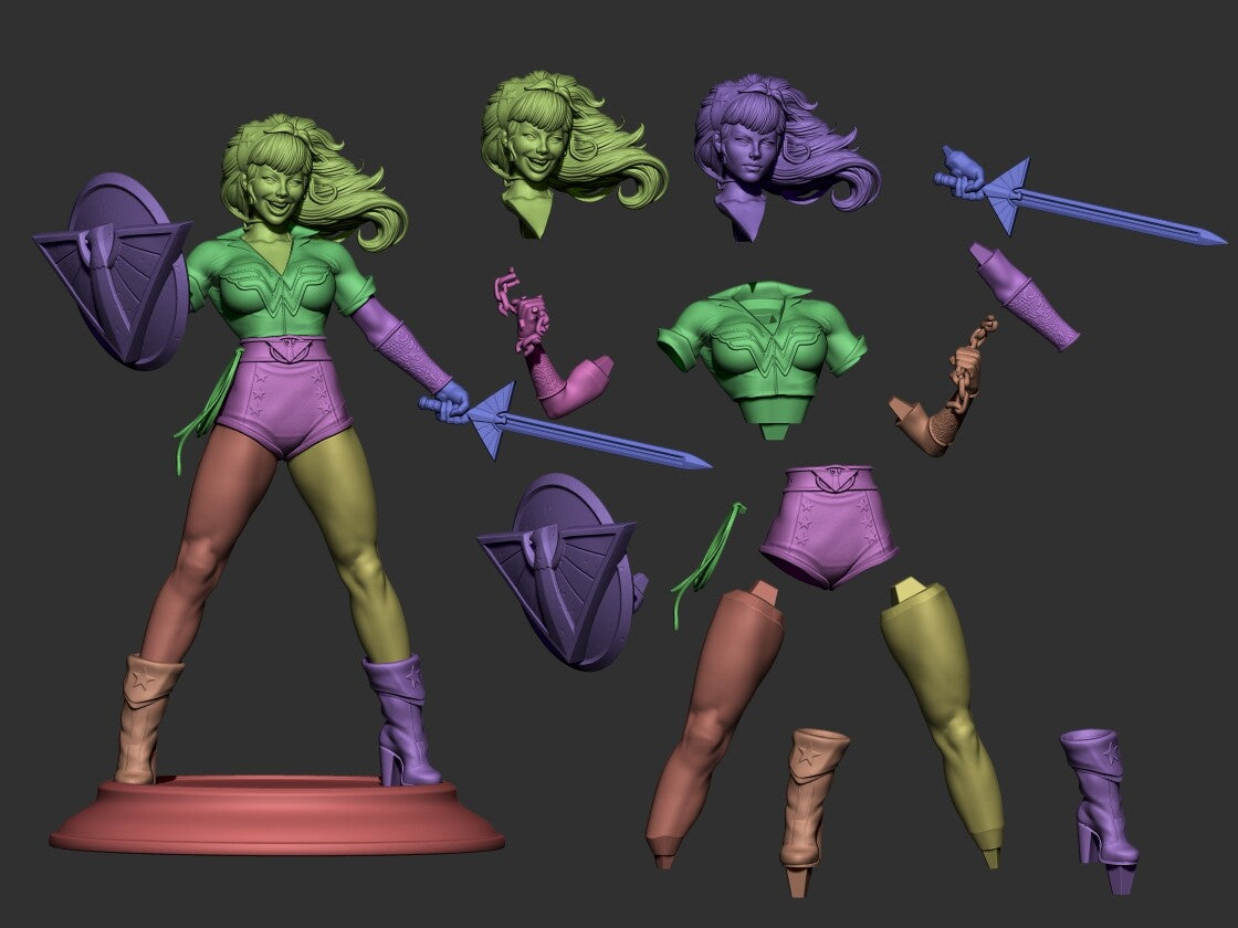 1339 Wonder Woman - DC Bombshells‎ - Diana of Themyscira - STL 3D Print Files - 3D Printed Garage Kit ガレージキット Resin Model Scale Figure フィギュア