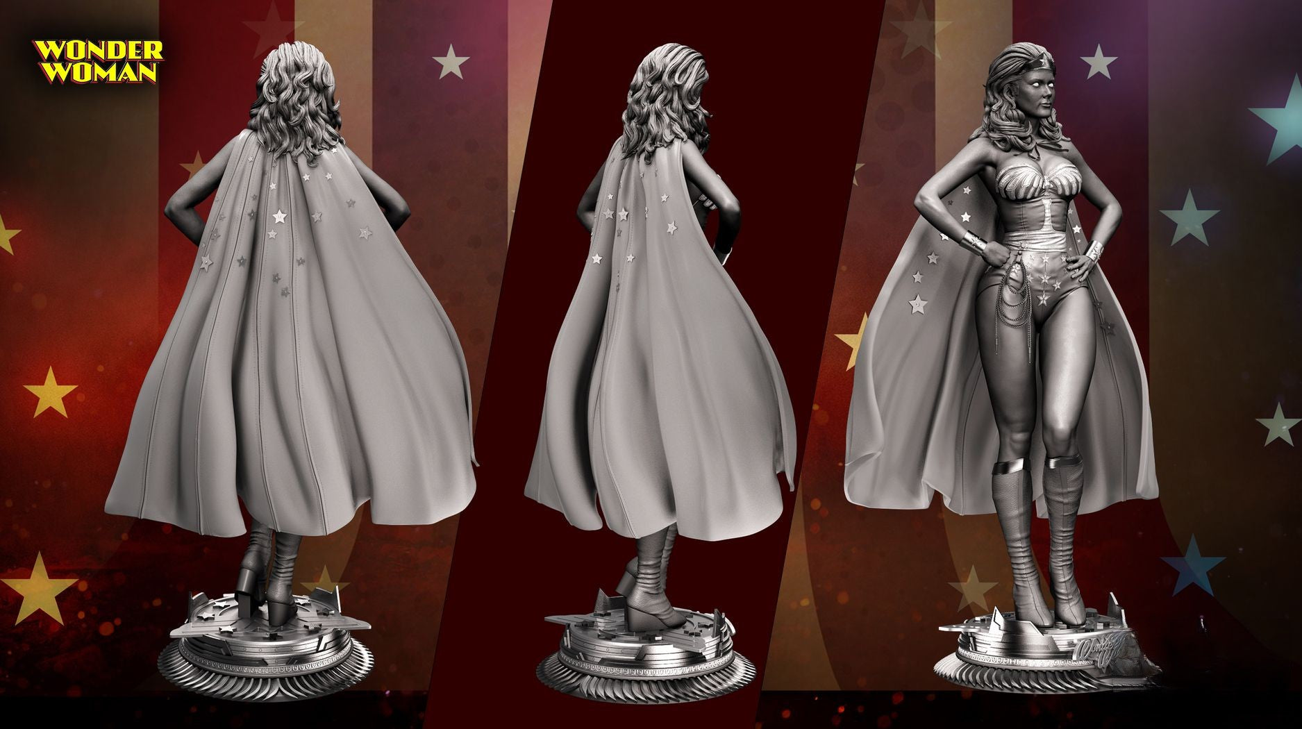 Wonder Woman - Lynda Carter - STL 3D Print Files - 3D Printed Garage Kit ガレージキット Resin Model Scale Figure フィギュア