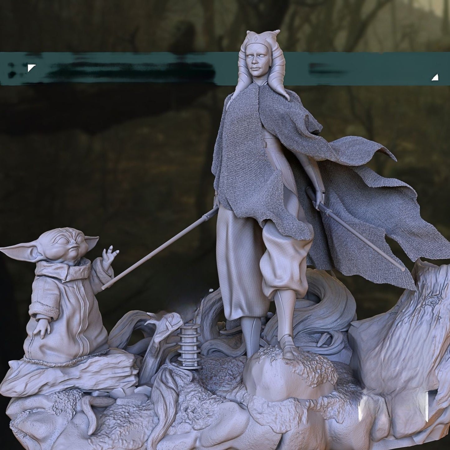 Ahsoka Special Edition and Baby Yoda Diorama - Star Wars -The Clone Wars - STL 3D Print Files - 3D Printed Garage Kit ガレージキット Resin Model Scale Figure フィギュア