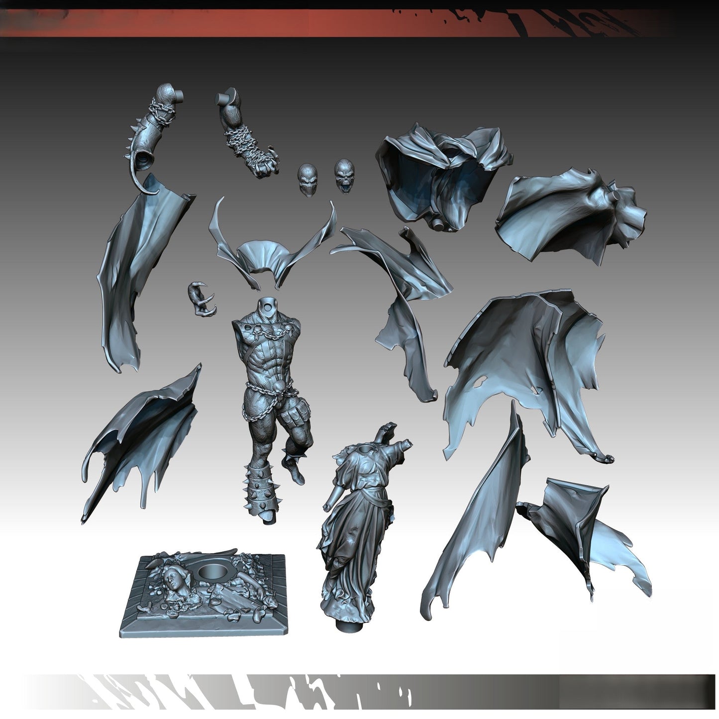 1358 Spawn - Al Simmons - STL 3D Print Files - 3D Printed Garage Kit ガレージキット Resin Model Scale Figure フィギュア