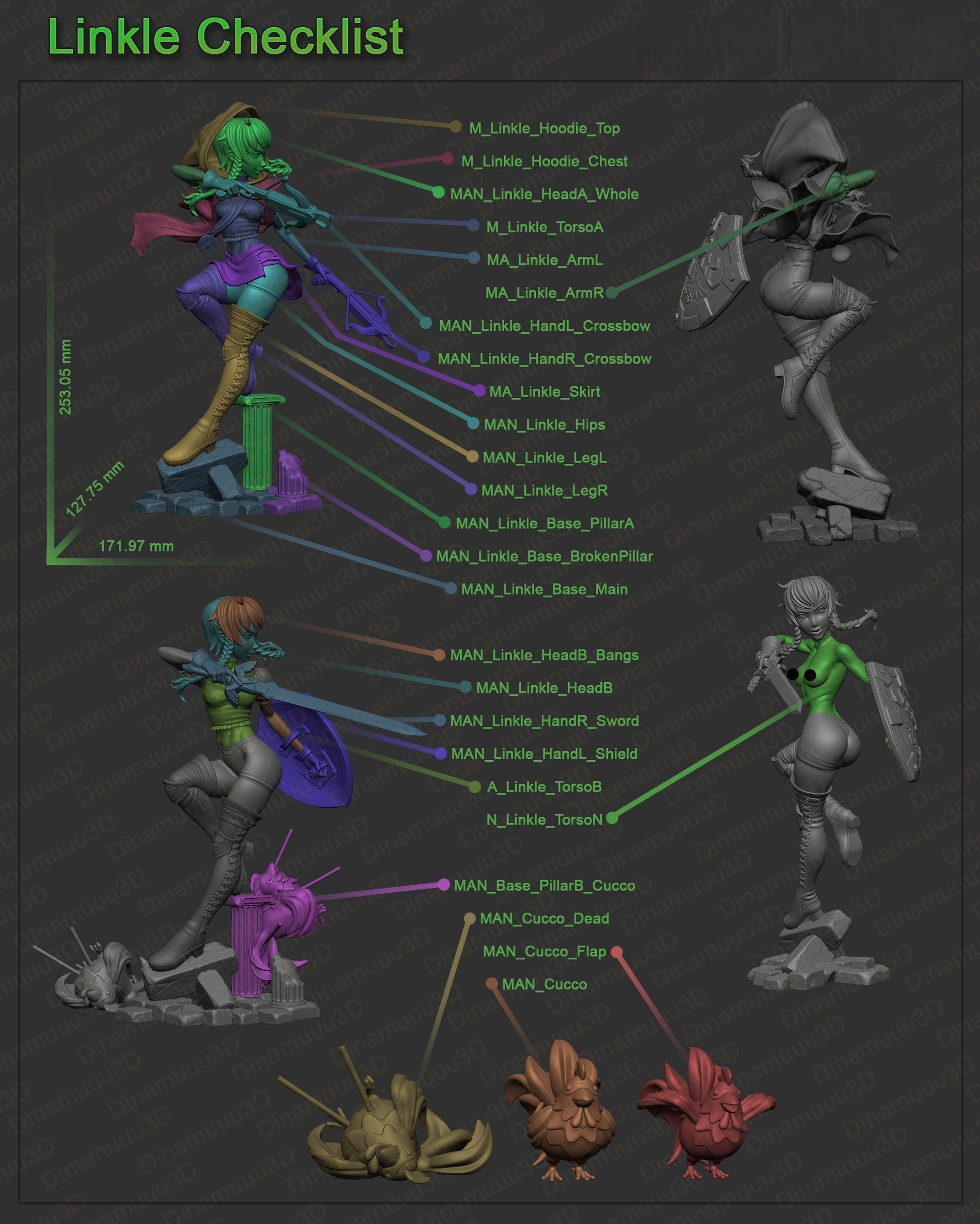 Linkle Special Edition - The Legend of Zelda - STL 3D Print Files - 3D Printed Garage Kit ガレージキット Resin Model Scale Figure フィギュア