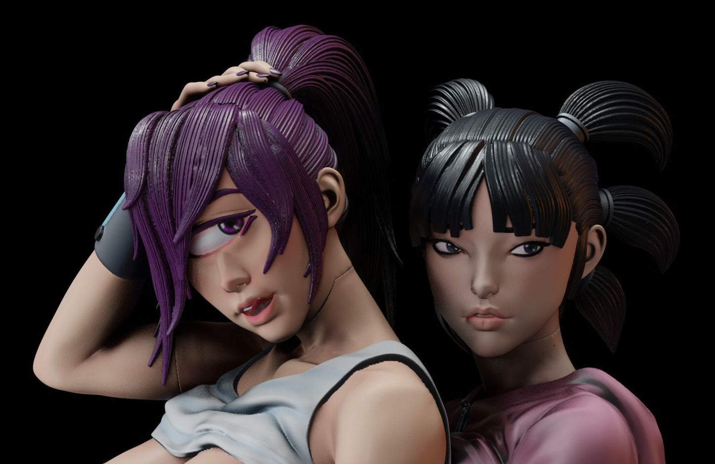 Leela and Amy Special Edition - Futurama - STL 3D Print Files - 3D Printed Garage Kit ガレージキット Resin Model Scale Figure フィギュア