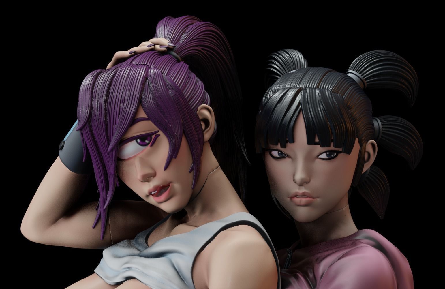 Leela and Amy Special Edition - Futurama - STL 3D Print Files - 3D Printed Garage Kit ガレージキット Resin Model Scale Figure フィギュア
