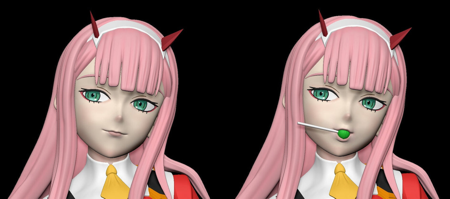 Zero Two Special Edition - DARLING in the FRANXX - STL 3D Print Files - 3D Printed Garage Kit ガレージキット Resin Model Scale Figure フィギュア