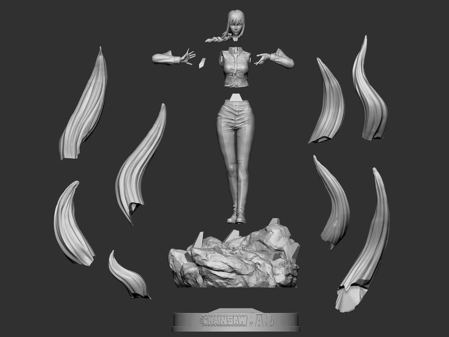 Makima - Chainsaw Man - STL 3D Print Files - 3D Printed Garage Kit ガレージキット Resin Model Scale Figure フィギュア