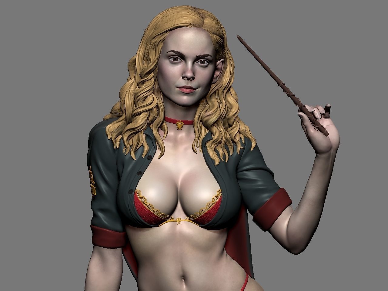 Hermione Adult on the Broomstick - Harry Potter - STL 3D Print Files - 3D Printed Garage Kit ガレージキット Resin Model Scale Figure フィギュア