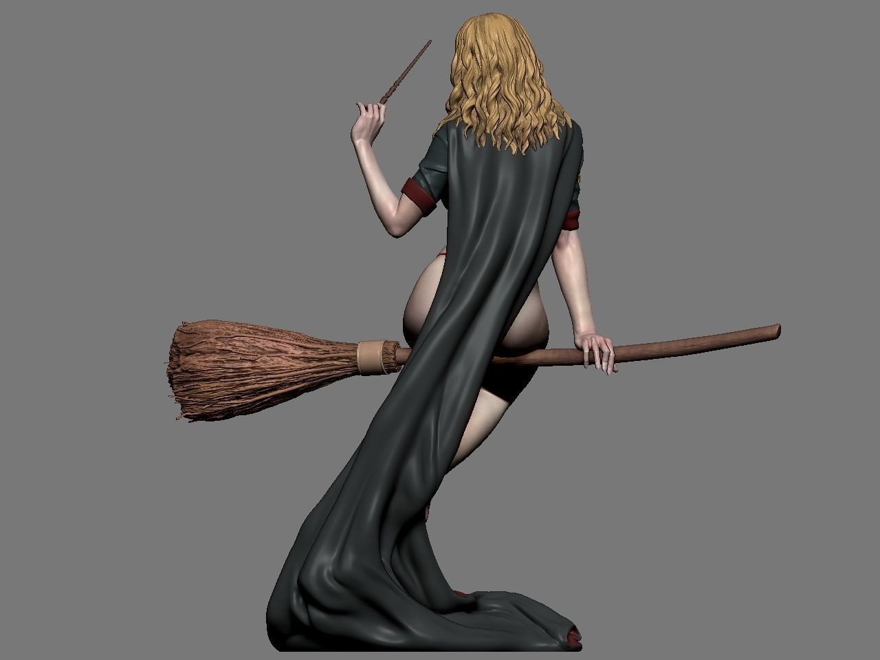 Hermione Adult on the Broomstick - Harry Potter - STL 3D Print Files - 3D Printed Garage Kit ガレージキット Resin Model Scale Figure フィギュア