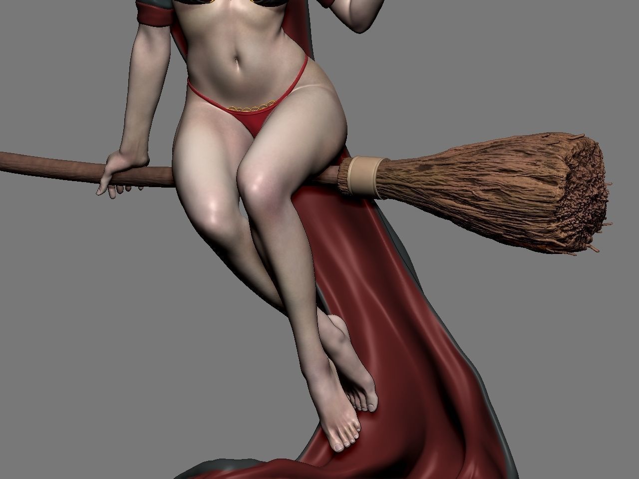 Hermione Adult on the Broomstick - Harry Potter - STL 3D Print Files - 3D Printed Garage Kit ガレージキット Resin Model Scale Figure フィギュア
