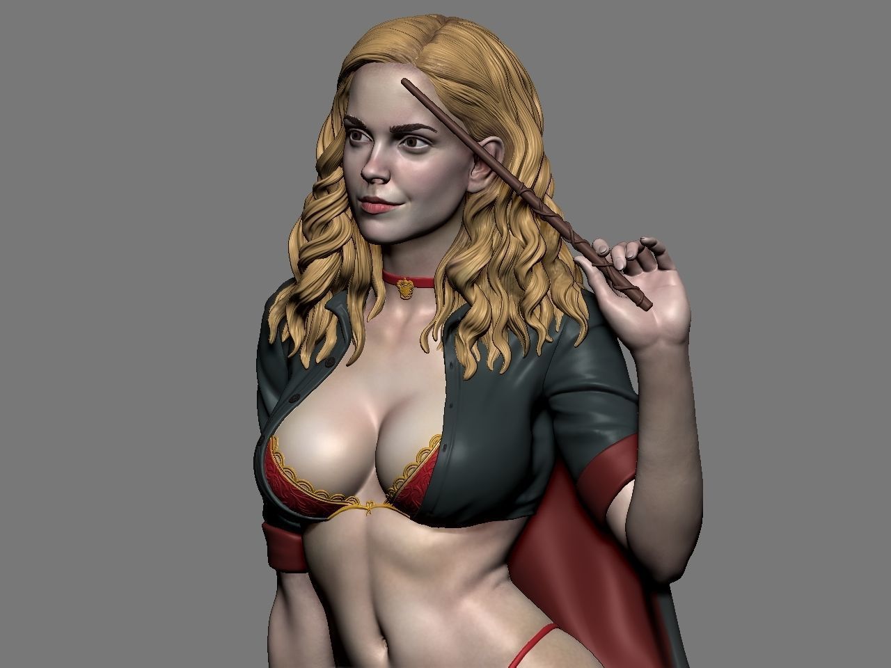 Hermione Adult on the Broomstick - Harry Potter - STL 3D Print Files - 3D Printed Garage Kit ガレージキット Resin Model Scale Figure フィギュア