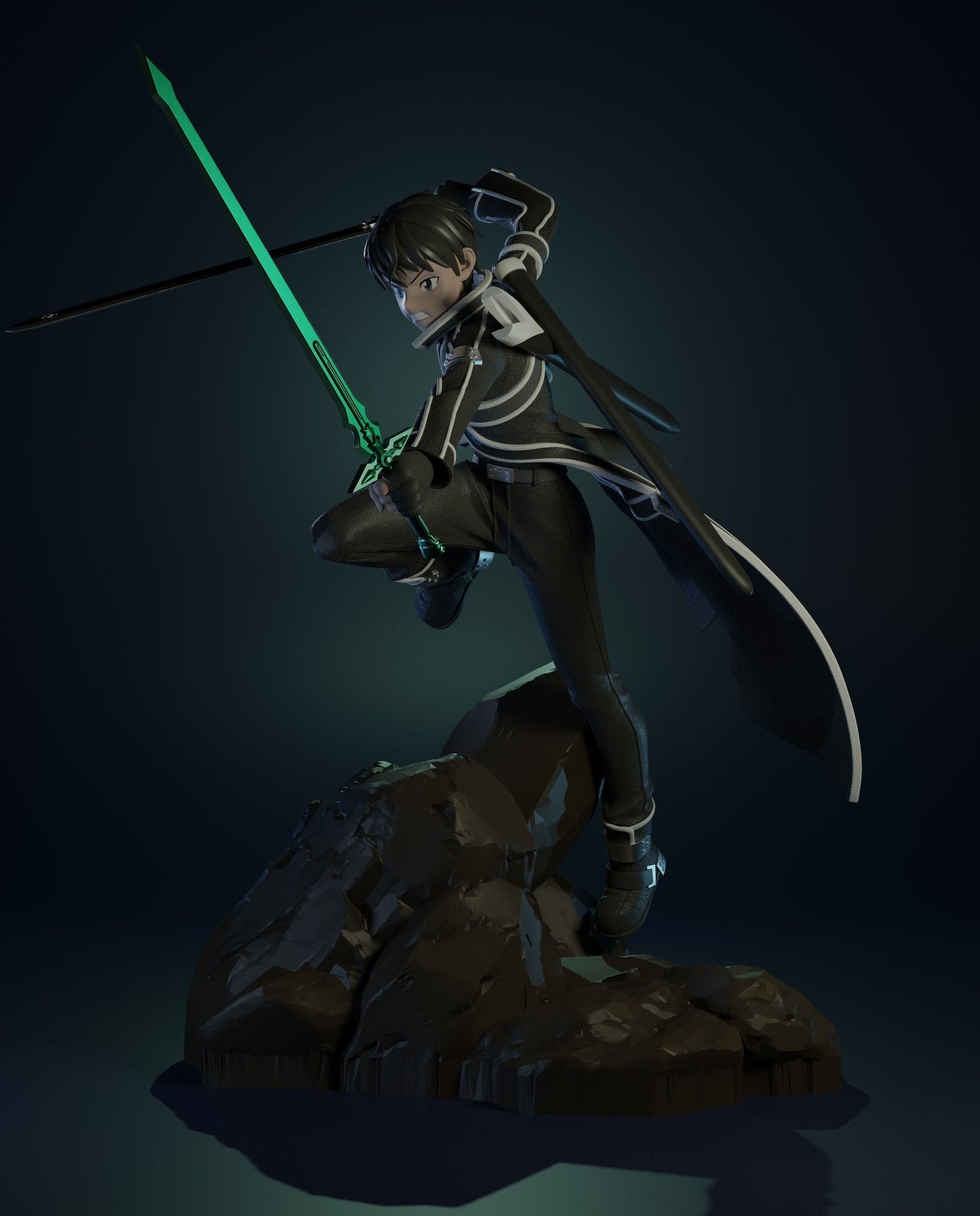 Kirito - Sword Art Online - STL 3D Print Files - 3D Printed Garage Kit ガレージキット Resin Model Scale Figure フィギュア