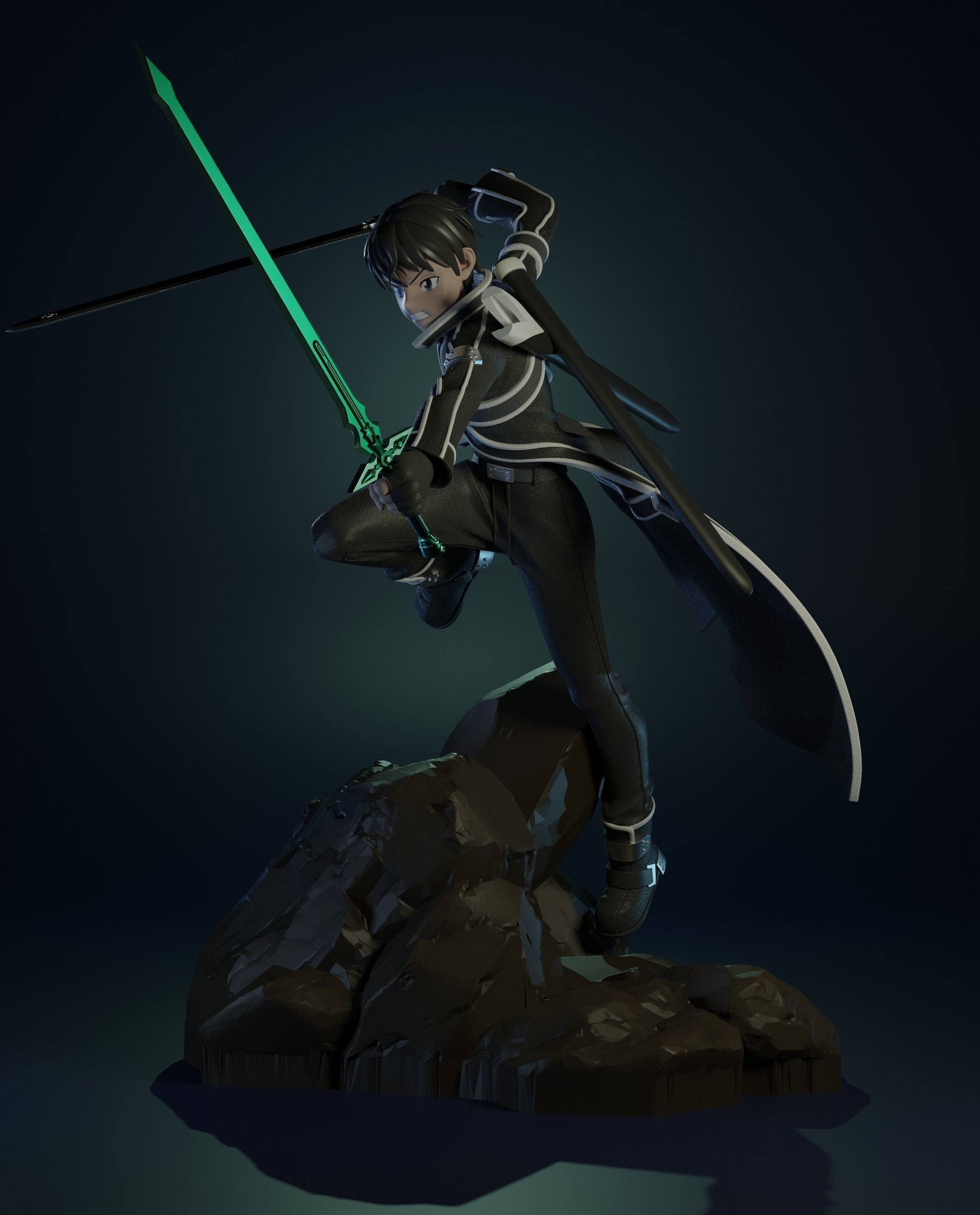 Kirito - Sword Art Online - STL 3D Print Files - 3D Printed Garage Kit ガレージキット Resin Model Scale Figure フィギュア