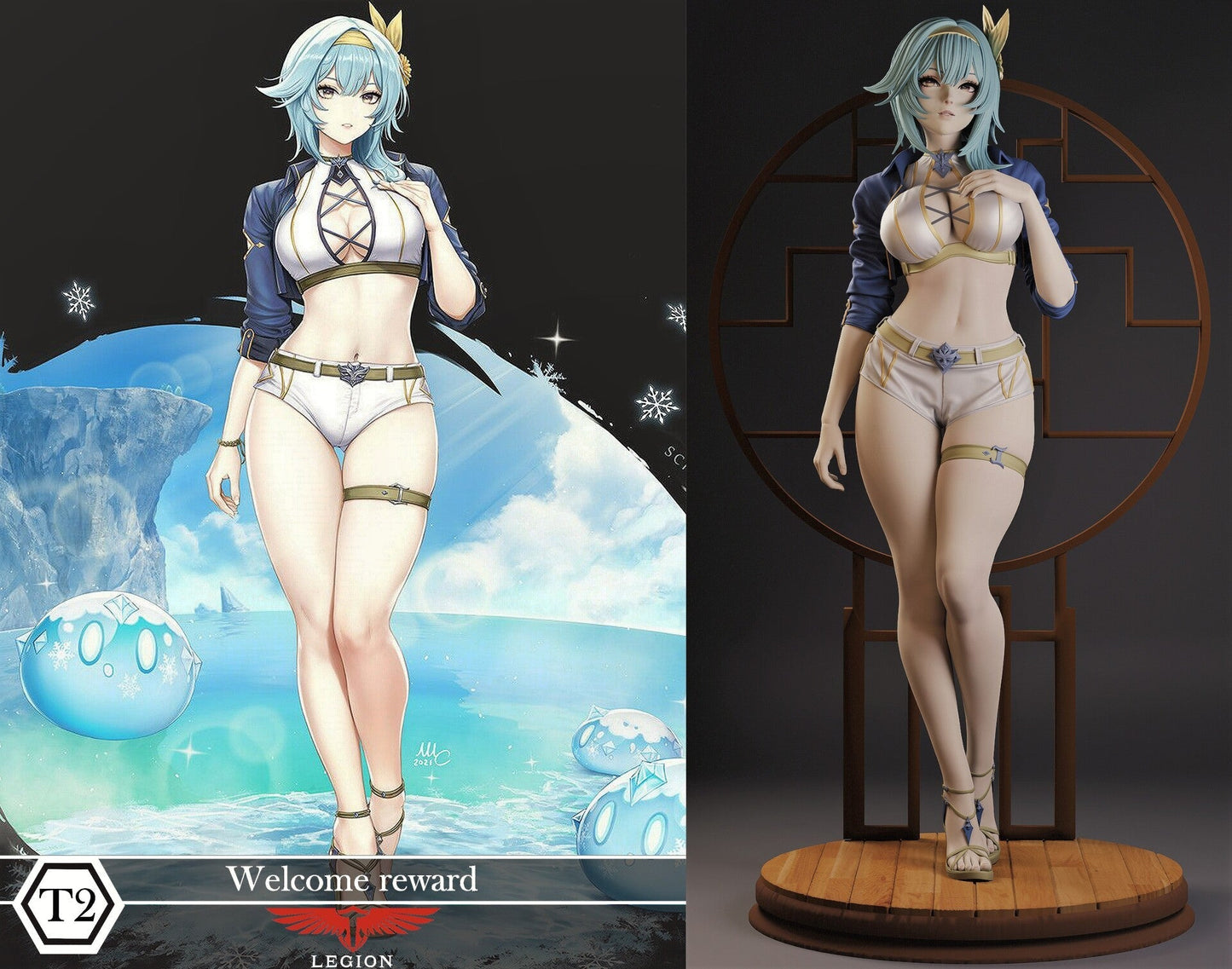 Eula Summer - Genshin Impact - STL 3D Print Files - 3D Printed Garage Kit ガレージキット Resin Model Scale Figure フィギュア