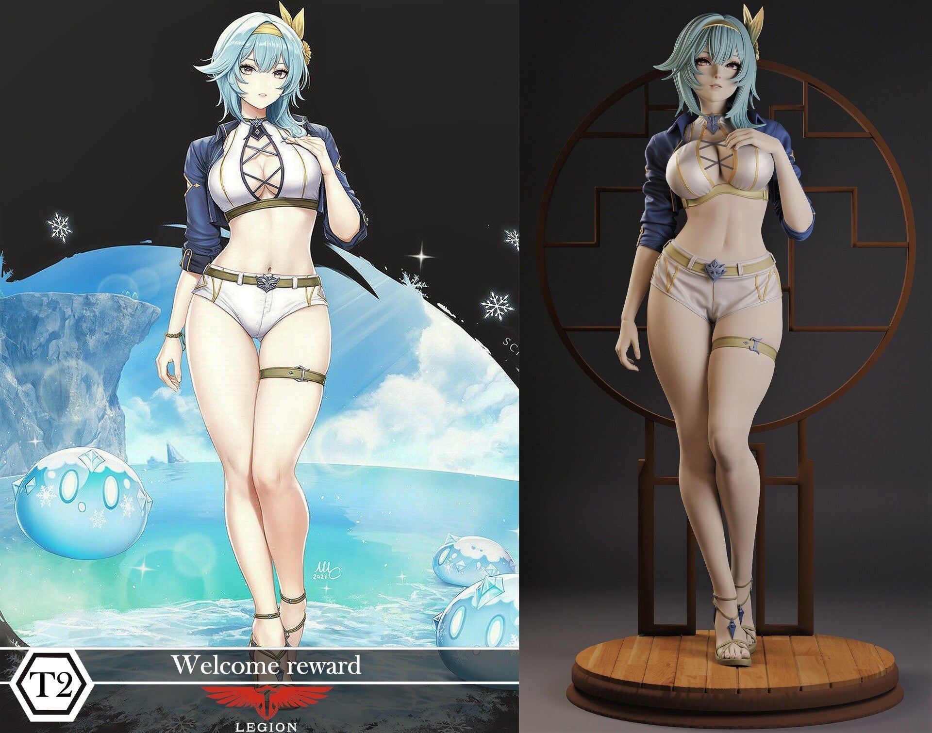 Eula Summer - Genshin Impact - STL 3D Print Files - 3D Printed Garage Kit ガレージキット Resin Model Scale Figure フィギュア