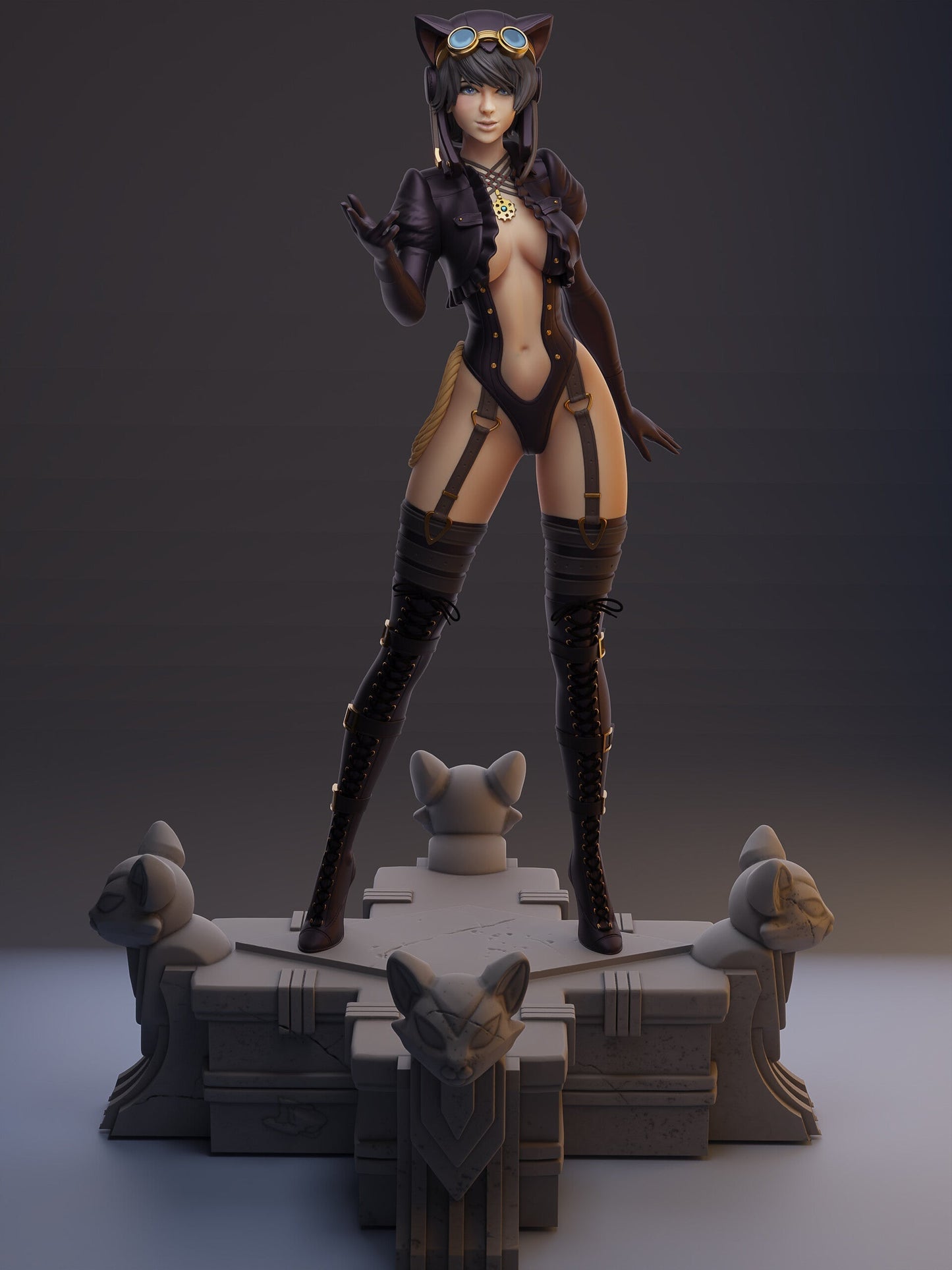 Steampunk Catwoman Special Edition - STL 3D Print Files - 3D Printed Garage Kit ガレージキット Resin Model Scale Figure フィギュア