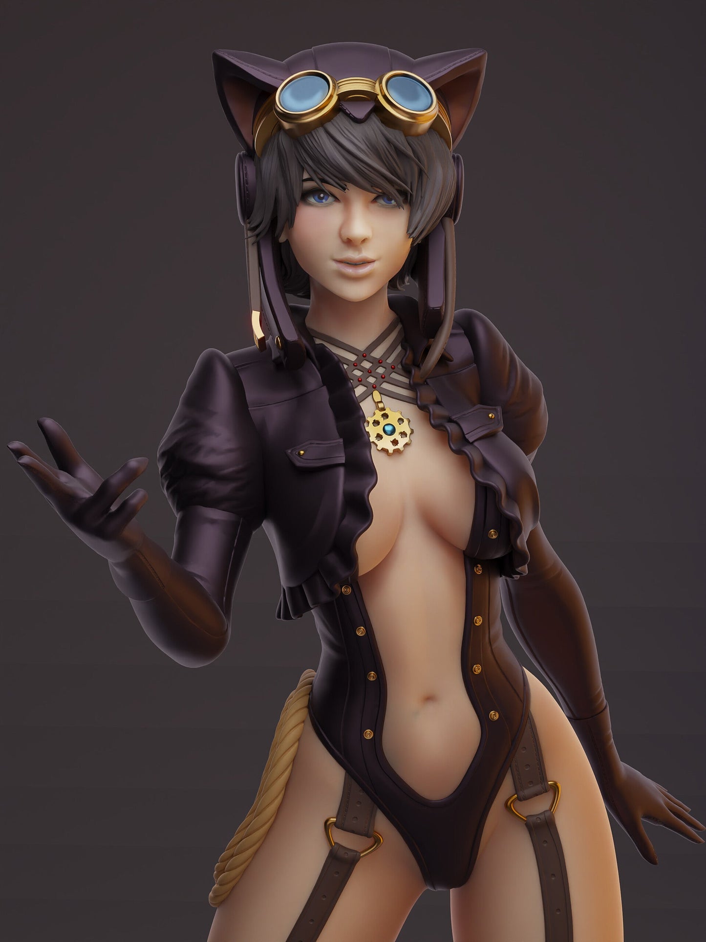Steampunk Catwoman Special Edition - STL 3D Print Files - 3D Printed Garage Kit ガレージキット Resin Model Scale Figure フィギュア