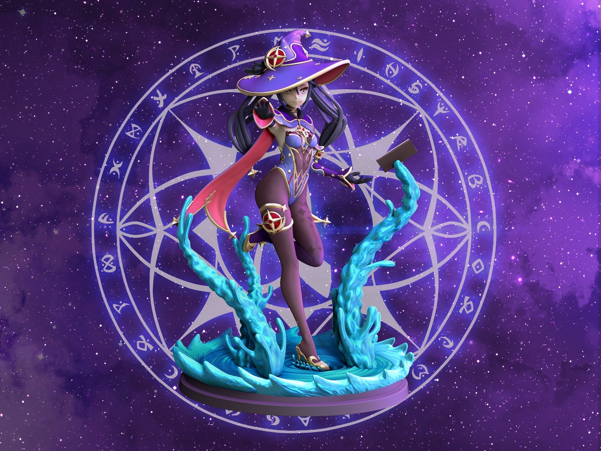 Mona - Genshin Impact - STL 3D Print Files - 3D Printed Garage Kit ガレージキット Resin Model Scale Figure フィギュア