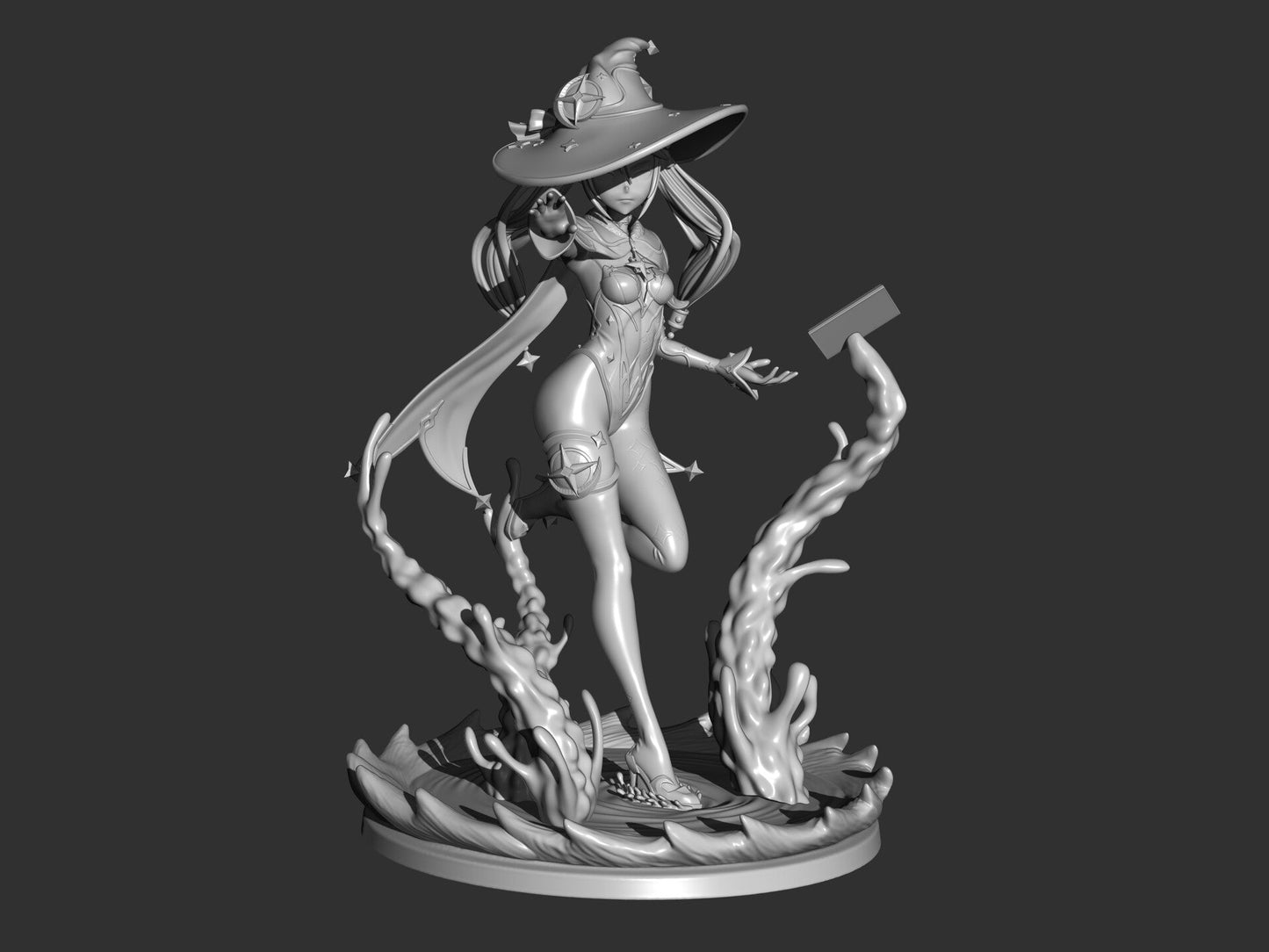 Mona - Genshin Impact - STL 3D Print Files - 3D Printed Garage Kit ガレージキット Resin Model Scale Figure フィギュア