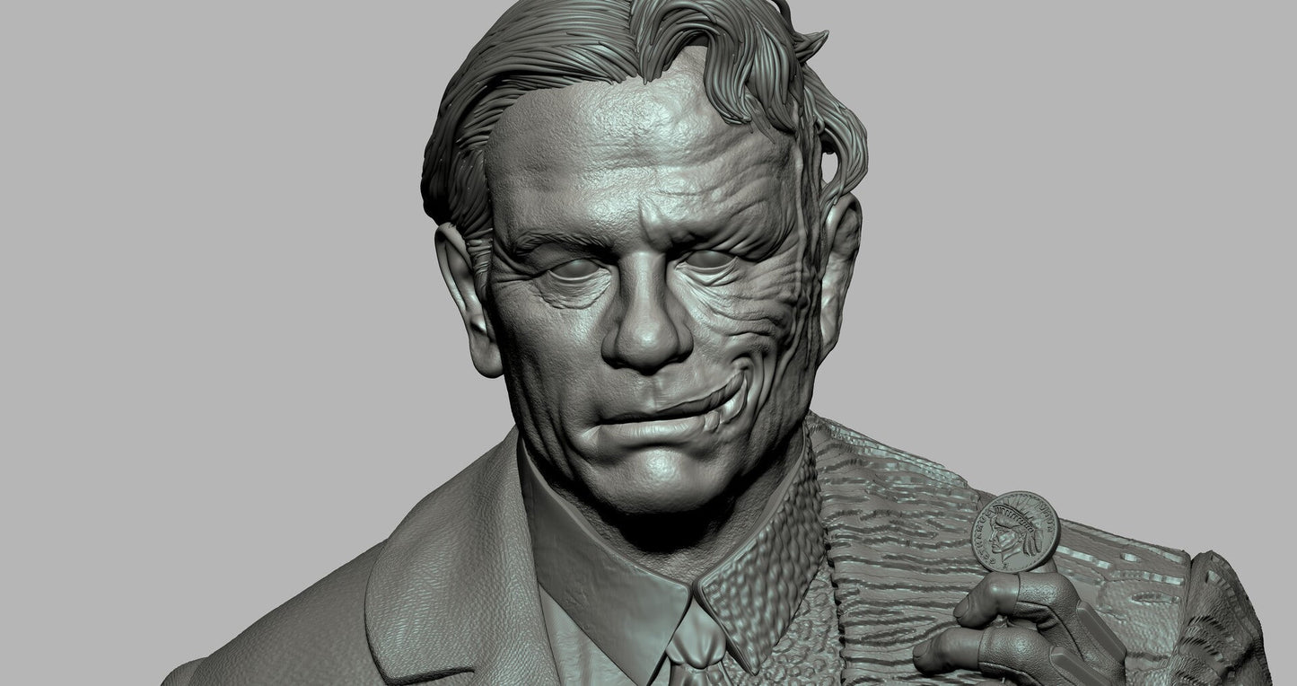 Two face - Tommy Lee Jones - Batman - STL 3D Print Files - 3D Printed Garage Kit ガレージキット Resin Model Scale Figure フィギュア