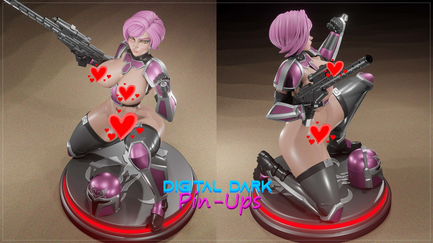 Mandalorian Girl Special Edition and Baby Yoda - STL 3D Print Files - 3D Printed Garage Kit ガレージキット Resin Model Scale Figure フィギュア
