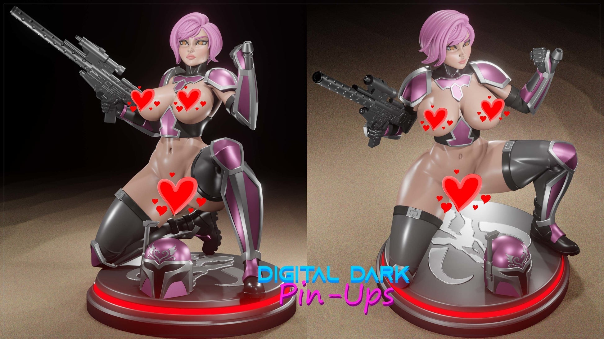 Mandalorian Girl Special Edition and Baby Yoda - STL 3D Print Files - 3D Printed Garage Kit ガレージキット Resin Model Scale Figure フィギュア