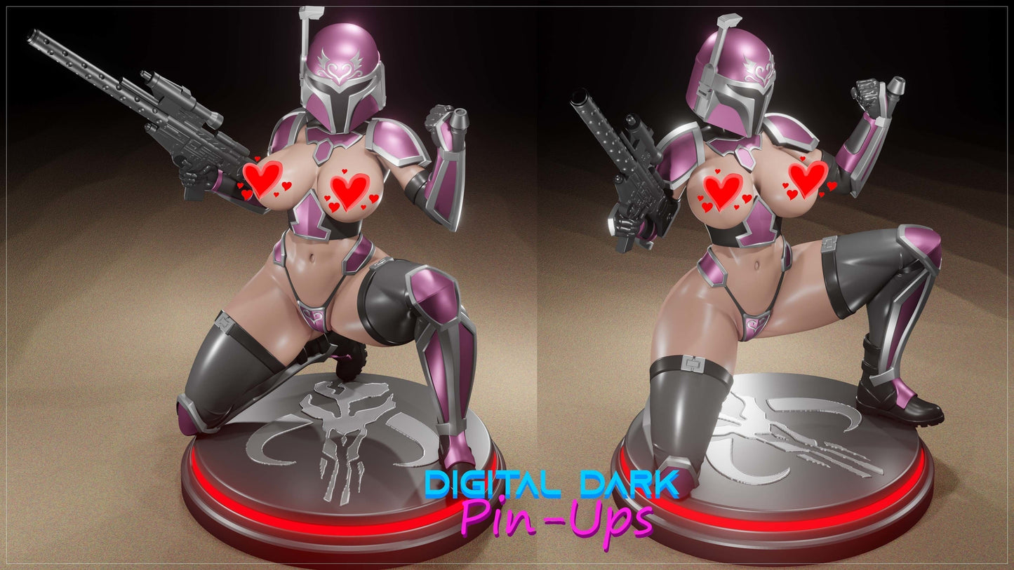 Mandalorian Girl Special Edition and Baby Yoda - STL 3D Print Files - 3D Printed Garage Kit ガレージキット Resin Model Scale Figure フィギュア