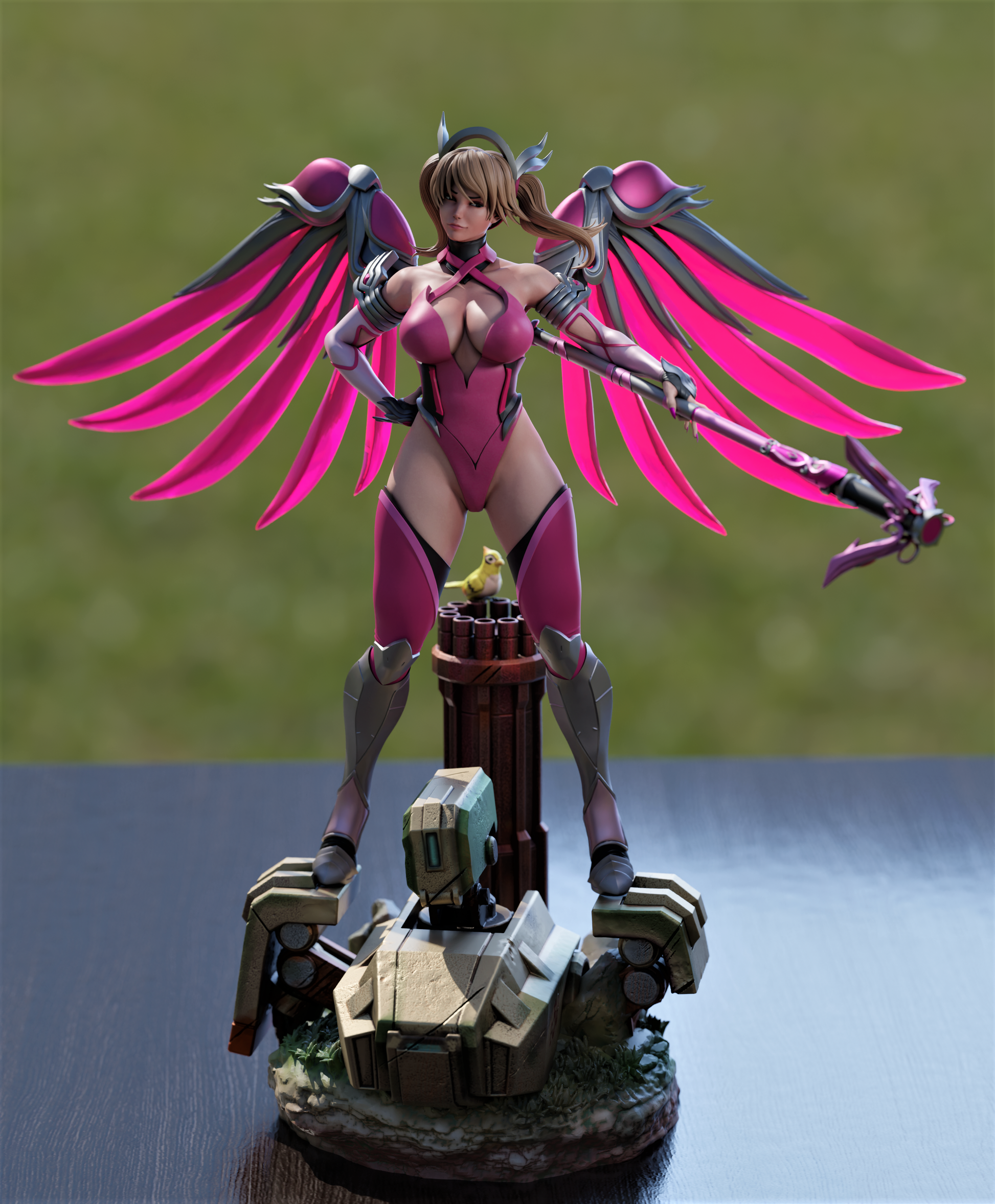 Pink Mercy Special Edition - Overwatch - STL 3D Print Files - 3D Printed Garage Kit ガレージキット Resin Model Scale Figure フィギュア