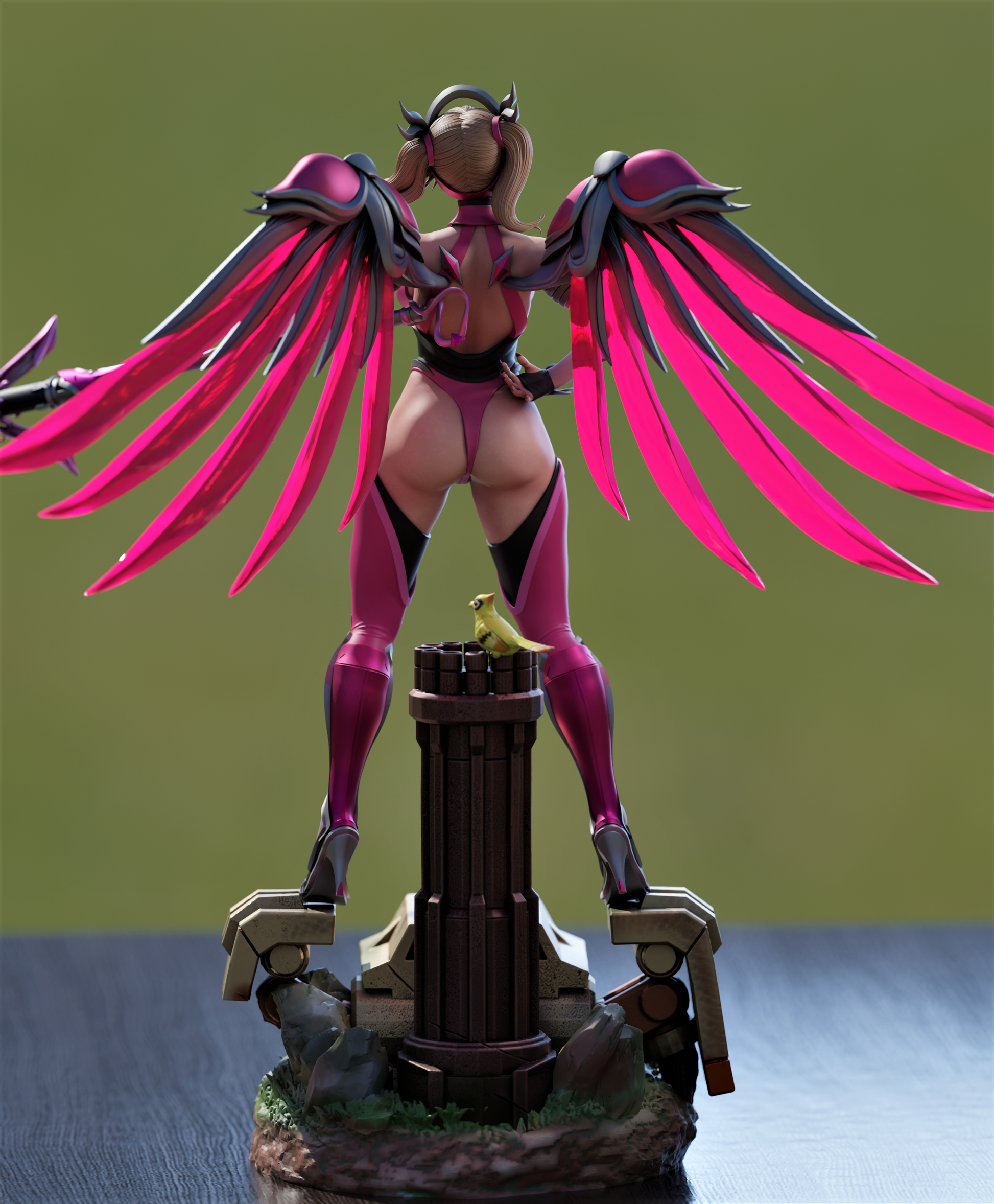 Pink Mercy Special Edition - Overwatch - STL 3D Print Files - 3D Printed Garage Kit ガレージキット Resin Model Scale Figure フィギュア