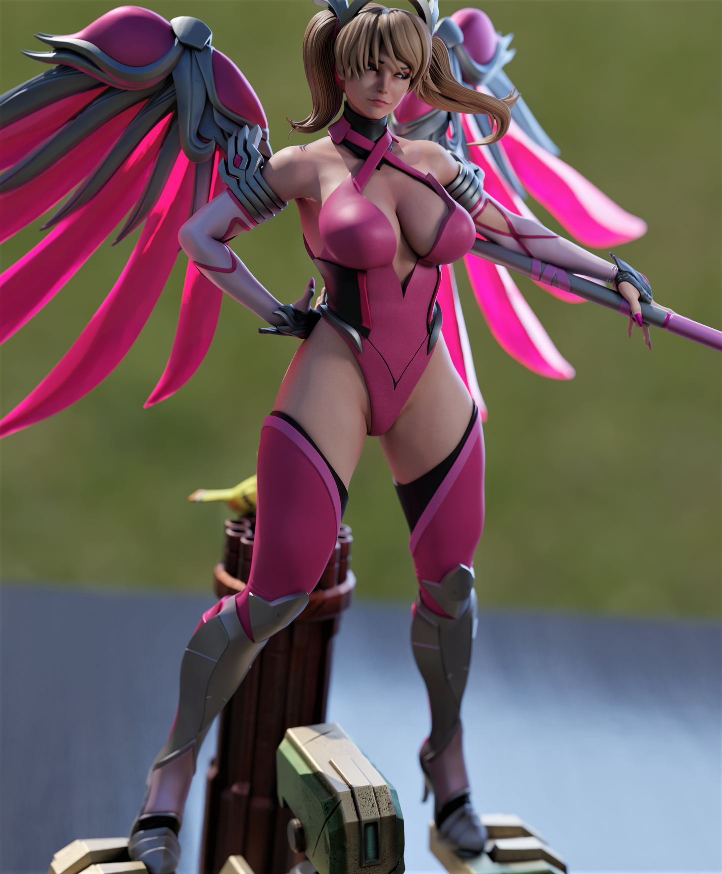 Pink Mercy Special Edition - Overwatch - STL 3D Print Files - 3D Printed Garage Kit ガレージキット Resin Model Scale Figure フィギュア