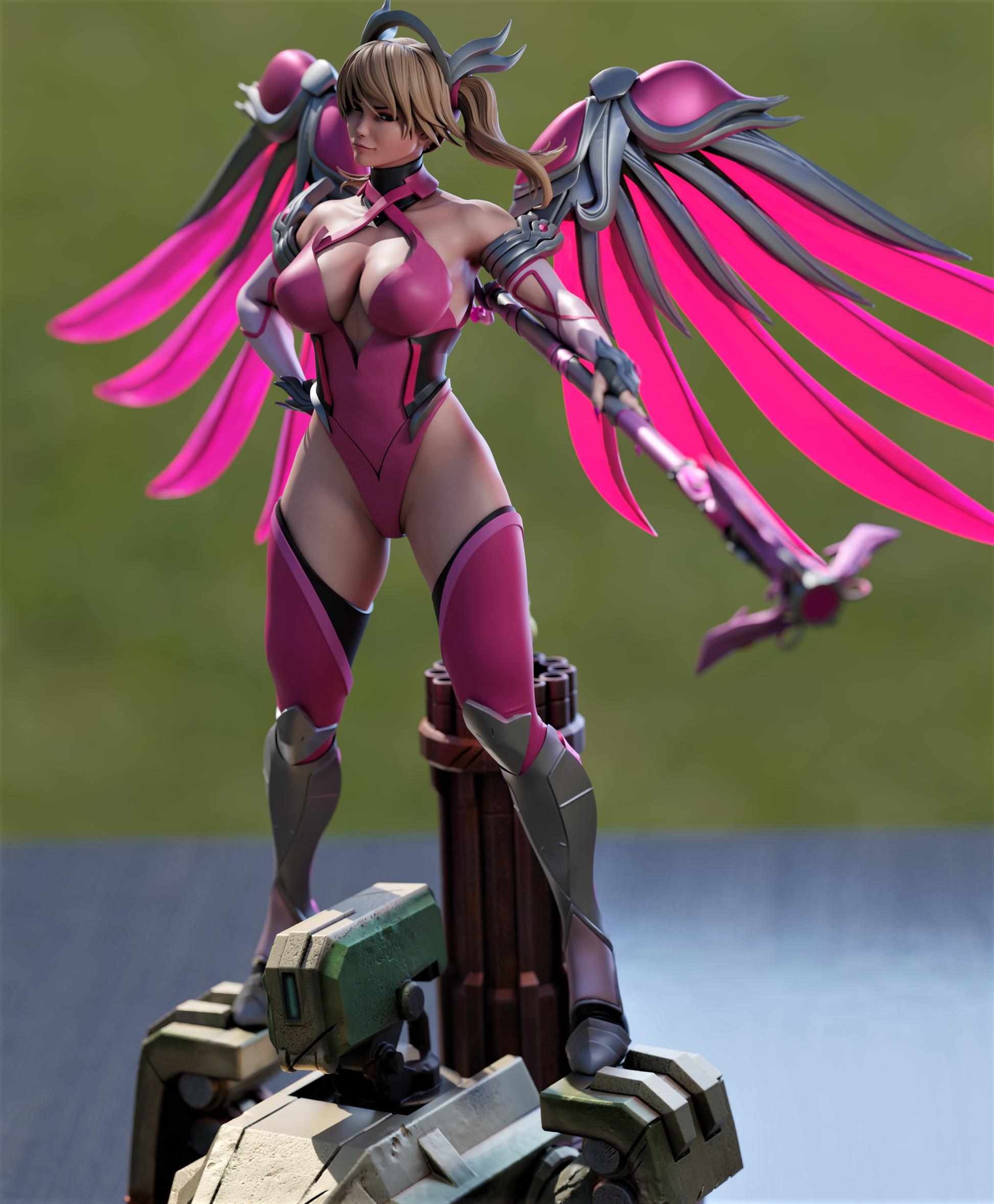 Pink Mercy Special Edition - Overwatch - STL 3D Print Files - 3D Printed Garage Kit ガレージキット Resin Model Scale Figure フィギュア